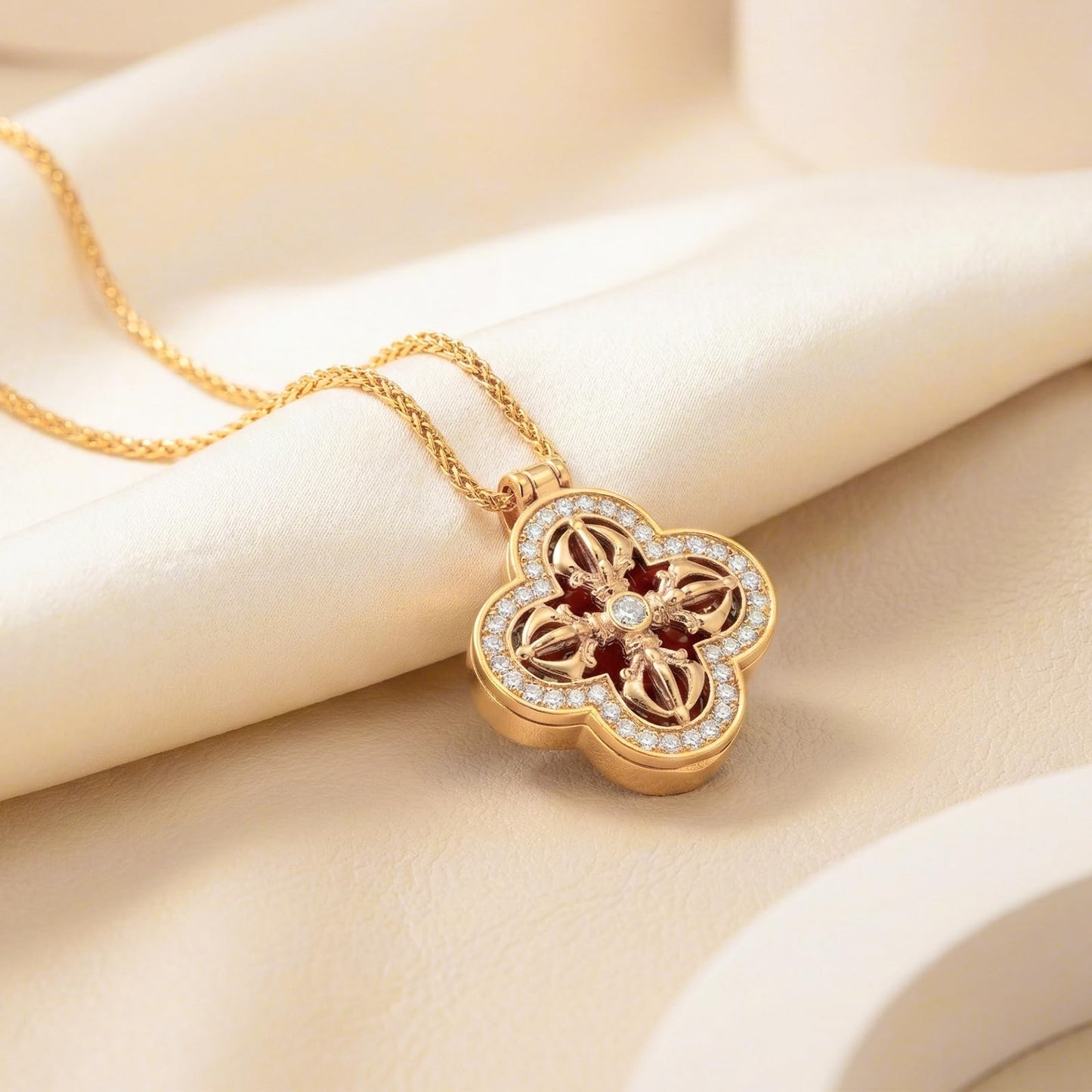 Tessalyn 18K Gold Plated Four Leaf Clover Necklace for Women, Cubic Zirconia Charm Pendant, Adjustable Chain for Everyday & Special Occasions