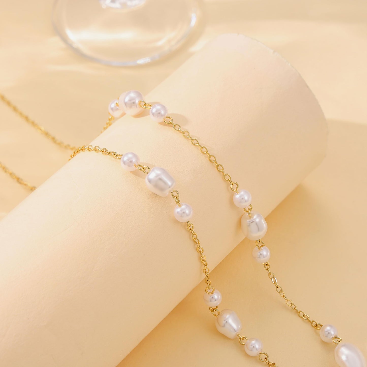 Risamil 14K Gold Plated Waist Chain for Women, Layered Pearl Belly Belt Chains Beach Waist Beads Waterproof Body Chain Gold Jewelry for Women Gifts Fashion Accessories