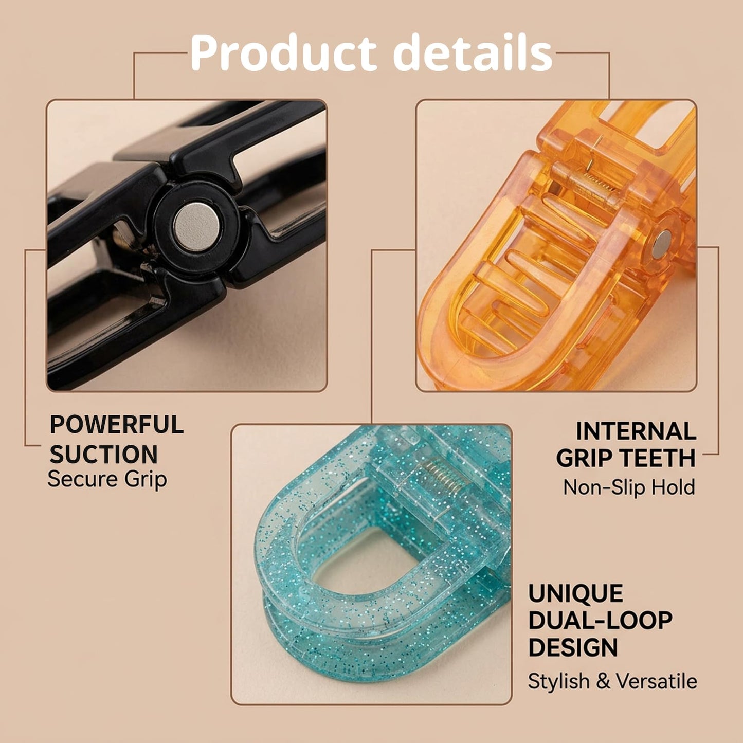 5Pcs Magnetic Hair Clips, Hair Clips with Strong Magnetic Hold, PC Material Hair Accessories for Various Hairstyles