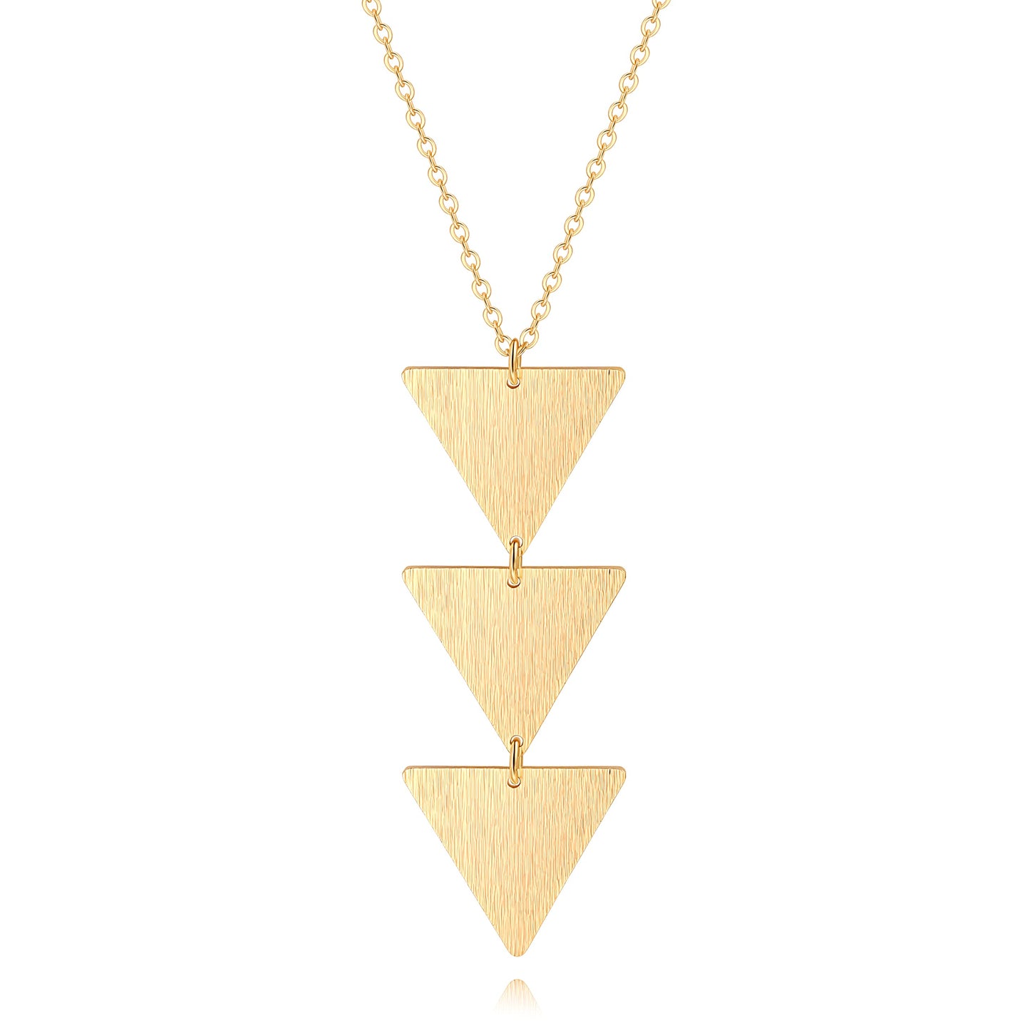 Statement Long Triangle Pendant Necklace Adjustable Dainty 18K Gold Sweater Chain Necklace Multi-Layer Pendant Fshion Jewelry for Women