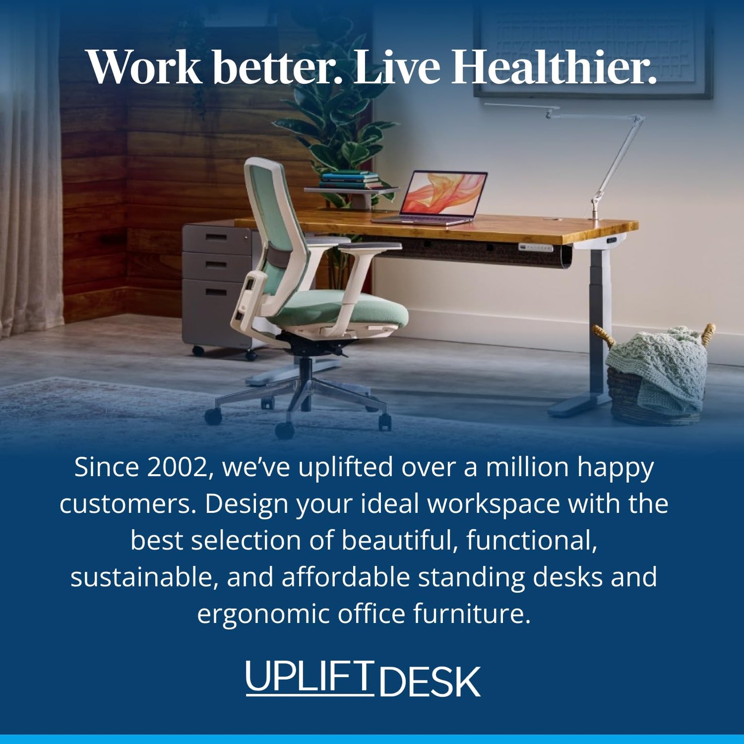 UPLIFTDESK V3 2-Leg Black Laminate Wood Standing Desk – Adjustable Height, Advanced 1-Touch Memory Keypad, Under Desk Cable Management, Wire Grommets & Rocker Board (Black C-Frame, 72 x 30 inch)