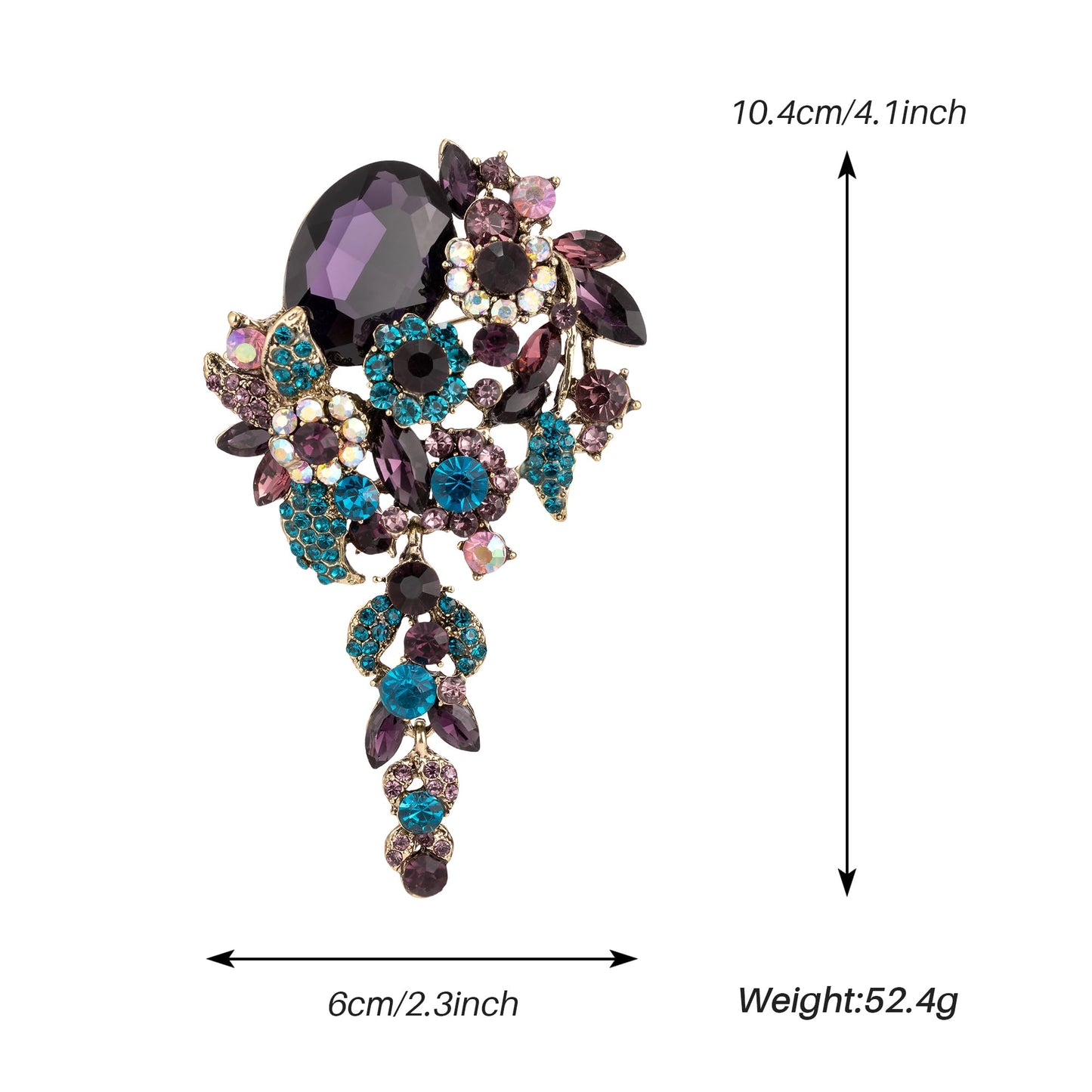 SELOVO Long Purple Flower Brooch Pin for Women Wedding Party Brooch Pendant