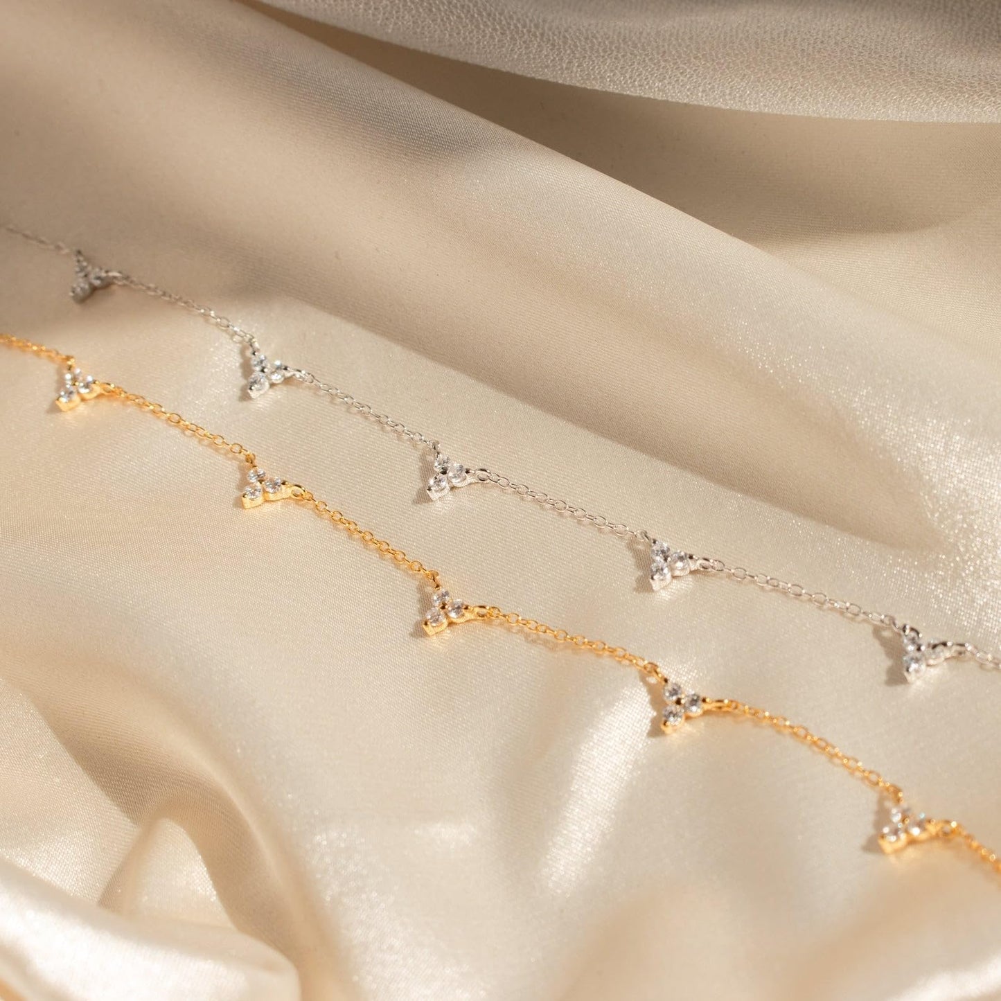CUEZIY Dainty 14K Gold Plated Necklaces for Women Station Choker Necklace Cubic Zirconia Simulated Necklace Simple Cute Layering CZ Necklace Trendy Jewelry Gifts