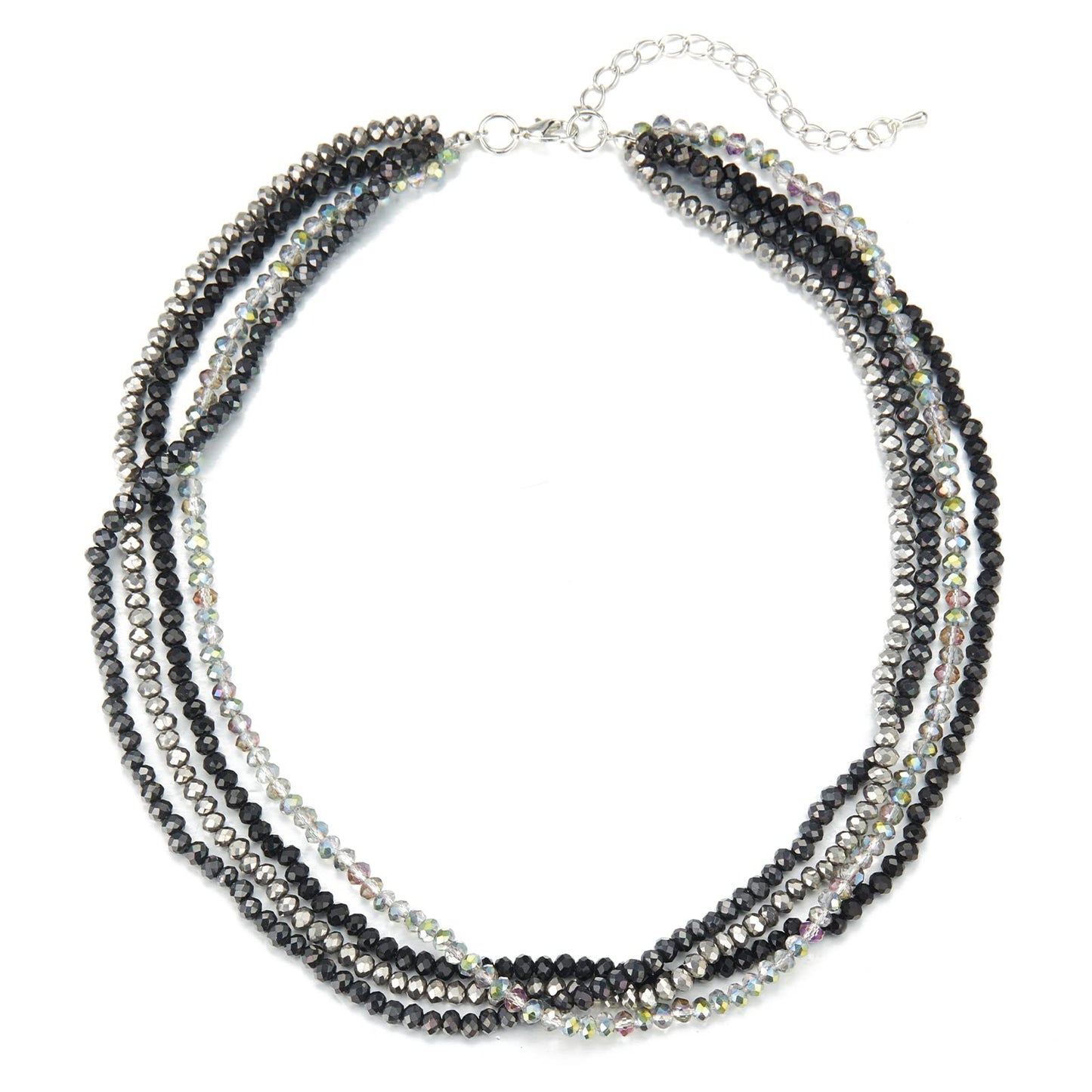 Noessla Multi-layer Crystals Beaded Choker Necklace for Women Colorful Boho Statement Necklace Trendy Costume Party Jewelry Mothers day Gifts for Mom(29-Black)