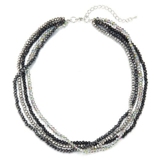 Noessla Multi-layer Crystals Beaded Choker Necklace for Women Colorful Boho Statement Necklace Trendy Costume Party Jewelry Mothers day Gifts for Mom(29-Black)