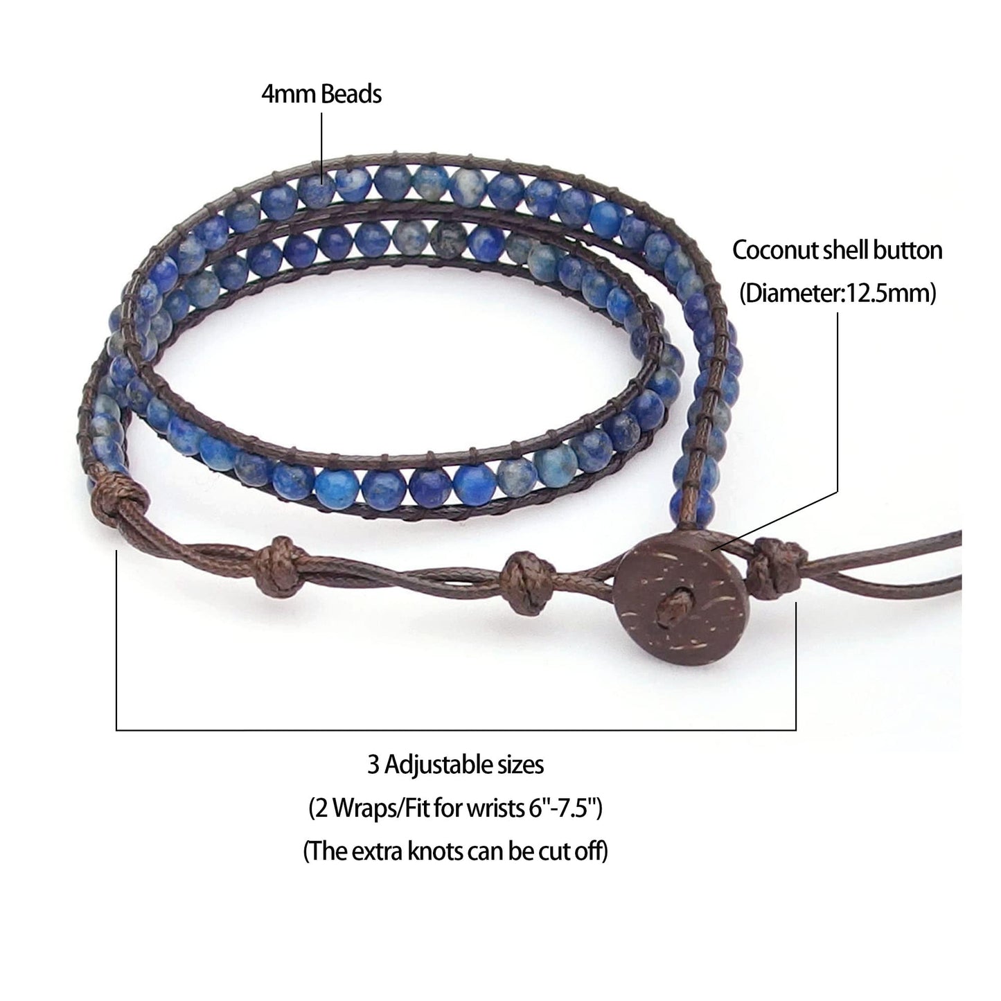 Ayriwoyi Wrap Bracelets for women Blue Lapis Lazuli Bracelet Natural Stone Beaded Wrap Bracelet Bohemian Bracelet Handmade Jewelry Gifts