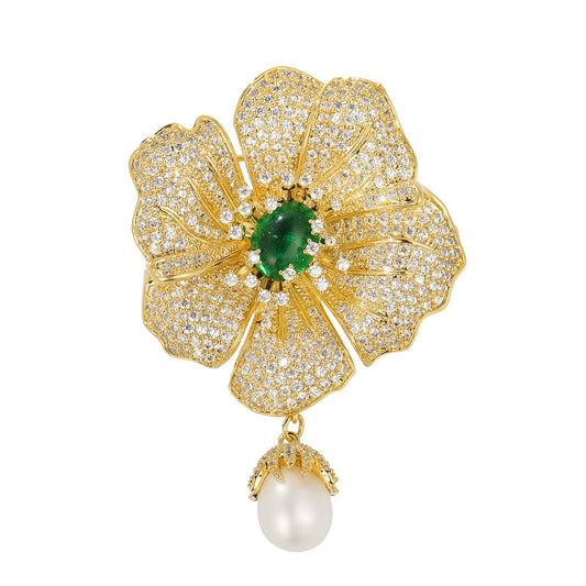 AILONMEI Floral Series Elegant Brooch Pins For Woman Fashion Jewelry, Large Vintage Costume Broches Christmas Gift (Camellia, Gold)