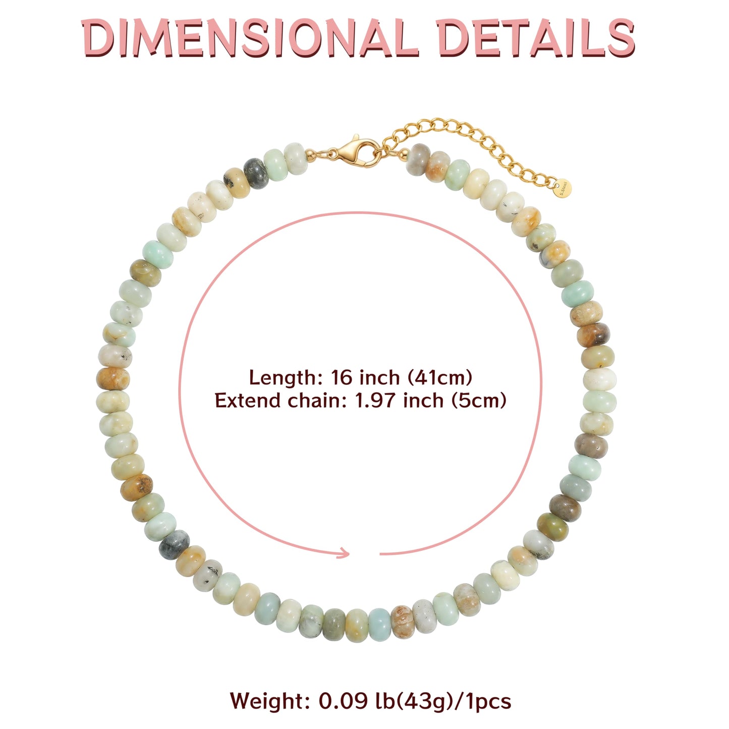 Badu Teal Gemstone Beaded Necklace for Women Natural Stone Bead Beach Rainbow Choker Necklace Fashion Trendy Jewelry Gifts