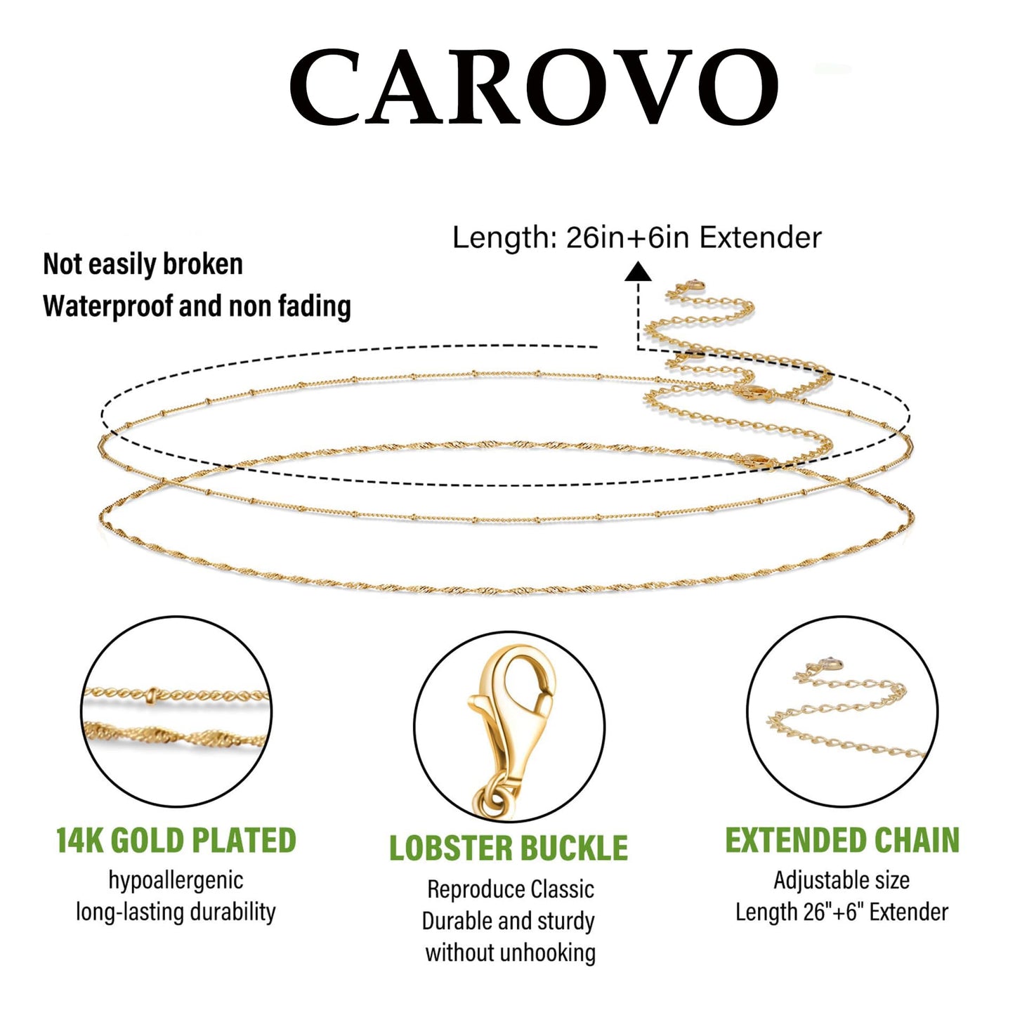 CAROVO Belly Waist Chain for Women 14K Gold Plated Layered Body Chains Boho Satellite Bead Belly Chain Sexy Bikini Body Jewelry for Women Adjustable
