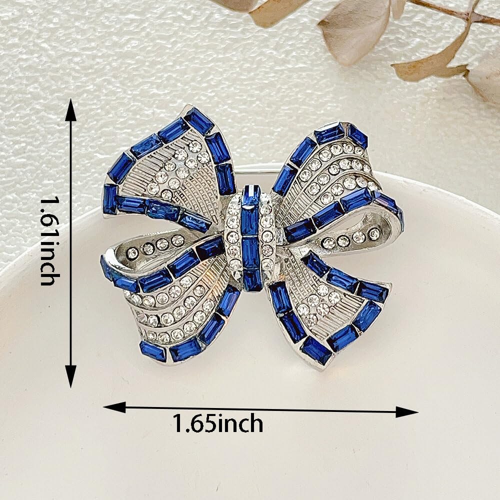Yaximhozz 2pcs Rhinestone Brooch Pin for Women Rhinestone Bow Collar Brooches Fashion Accessories Pins Lapel Boutonniere Ideas Wedding Christmas Birthday Jewelry Easter Gift (24 blue/rose)