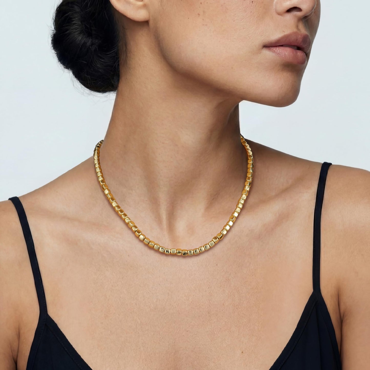 Sajidos Gold Plated Plastic Beaded Necklaces for Women 14K Gold Plated Bead Chunky Heart Charm Pendant Necklace Handmade Trend Fashion Jewelry Gifts