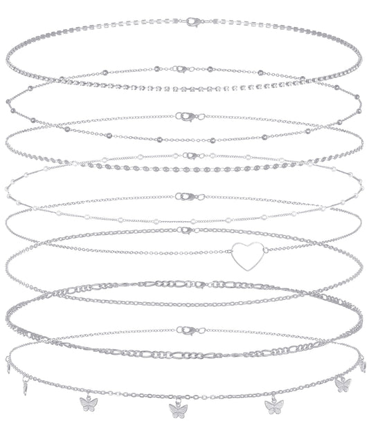 Tornito 8Pcs Waist Belly Chain CZ Pearl Bead Belly Chain Summer Beach Sexy Body Chains Jewelry Accessories for Women Adjustable