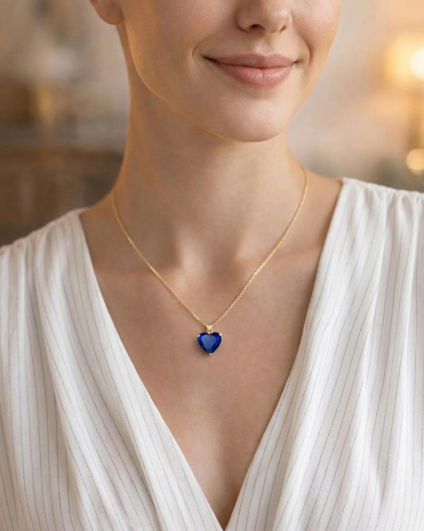MIDDLUX Birthstone Necklace for Women, Heart Necklace, Birthstone Jewelry, Sapphire Necklace, Sapphire Jewelry for Women, September Birthday Gifts for Women, Blue Necklace