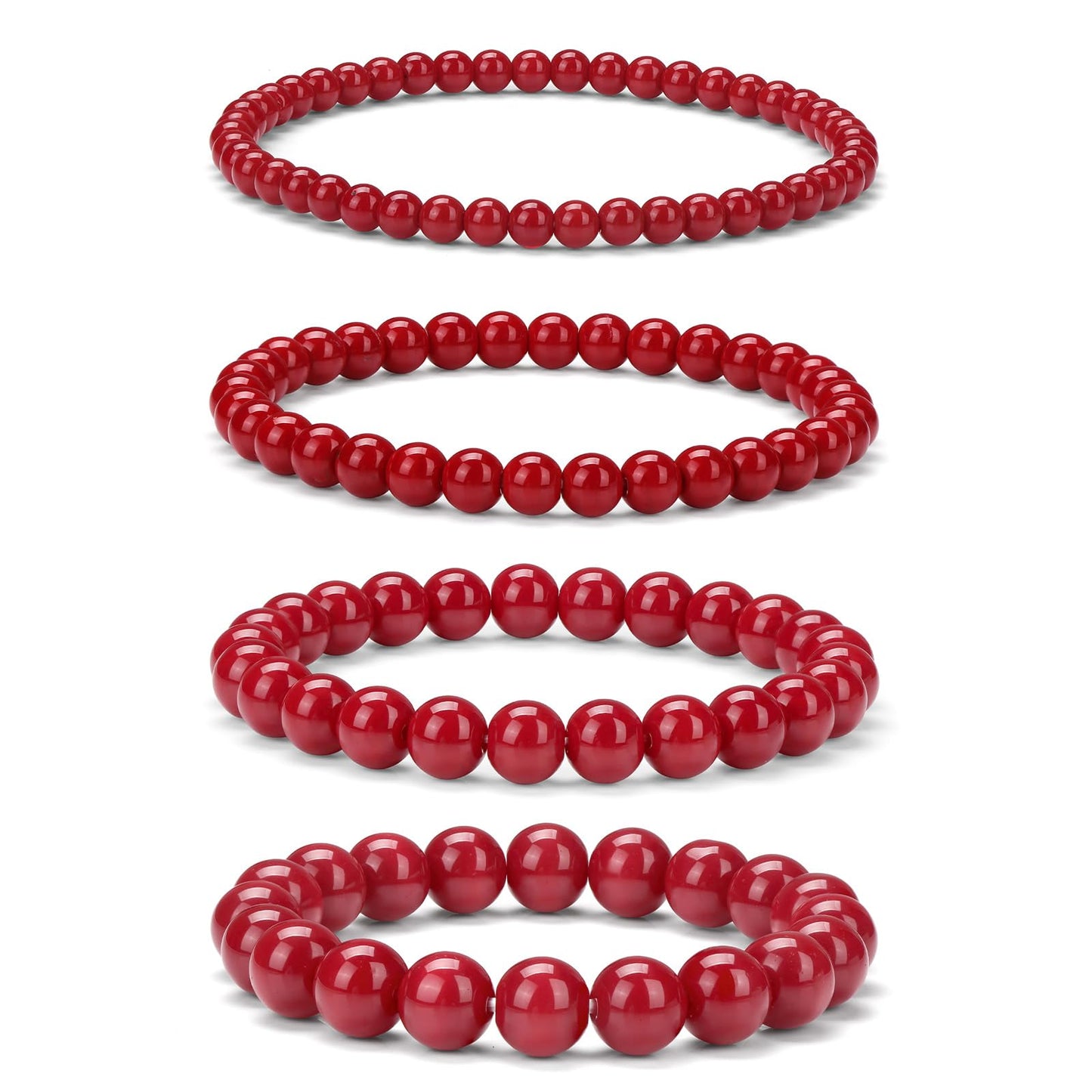 Vinswet 4pcs Beaded Bracelets for Women,Natural Healing Crystal Gemstones Bracelet,Anxiety Stress Relief Bracelet Handmade purple Jewelry Gifts for Women