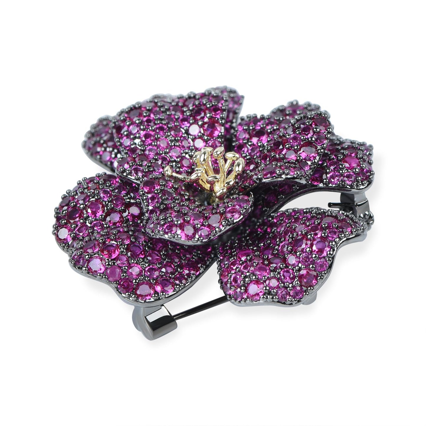 YYBONNIE Elegant Crystal Blooming Rose Flower Brooch Lapel Pin Breastpin for Women Birdal Cardigan Hat Scarf Suit Sweater Floral Pins (Violet Crystal Flower)