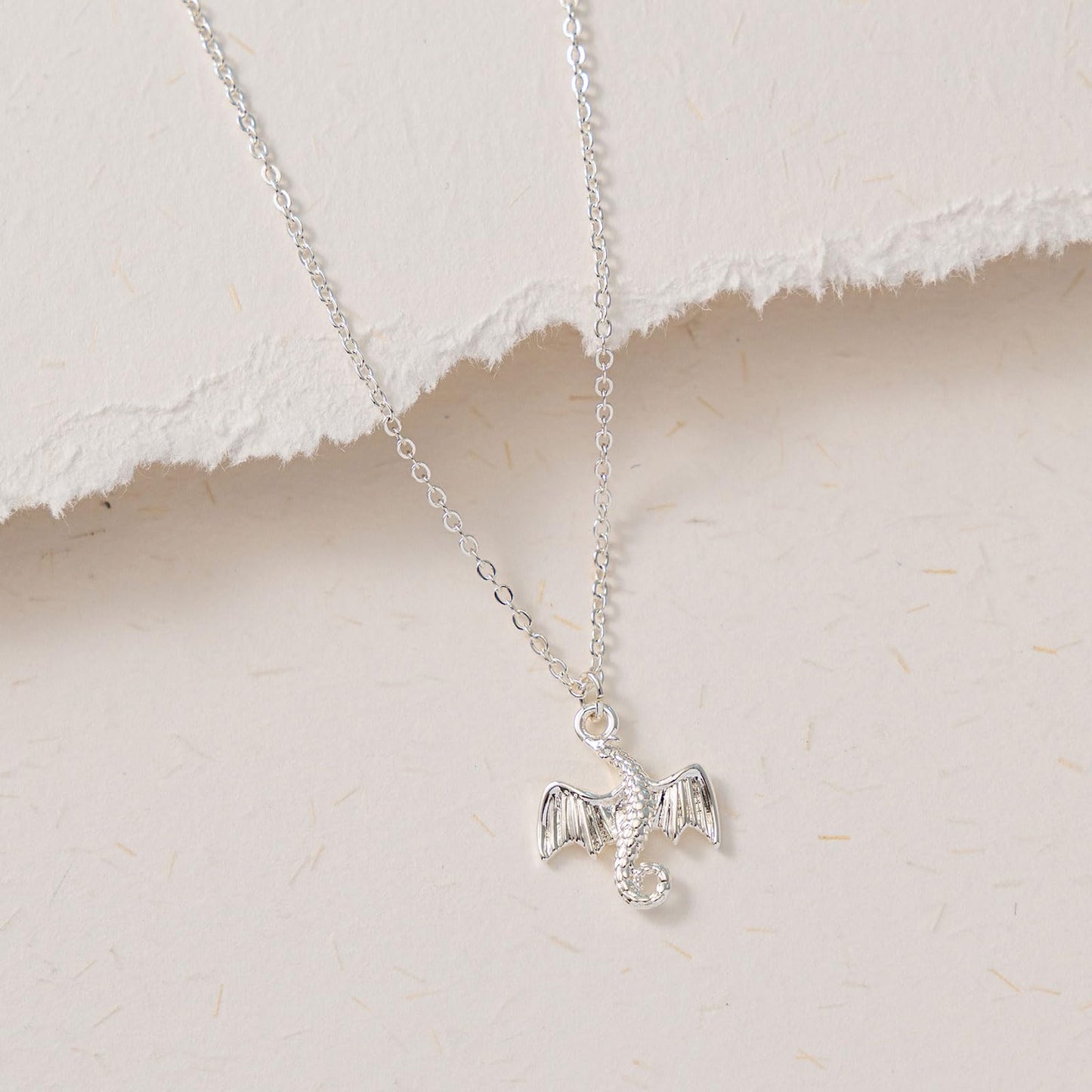 VRIUA Dragon Necklace for Women – 14K White Gold Plated Silver Dragon Pendant – Dainty Fantasy Jewelry Gift