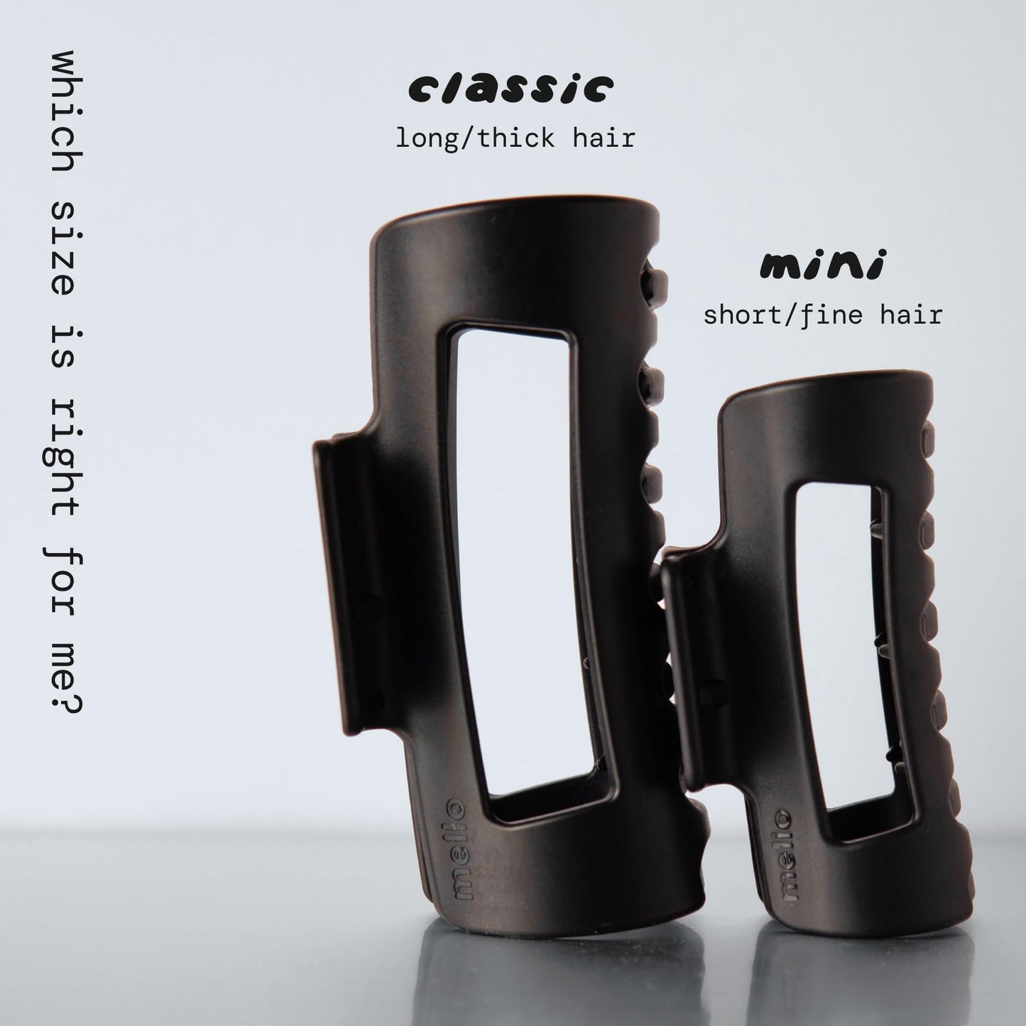The Original Mello Hair Claw Clip Squishy Claw Clip Made in Korea Patent Pending 30021976 (Black, Medium)