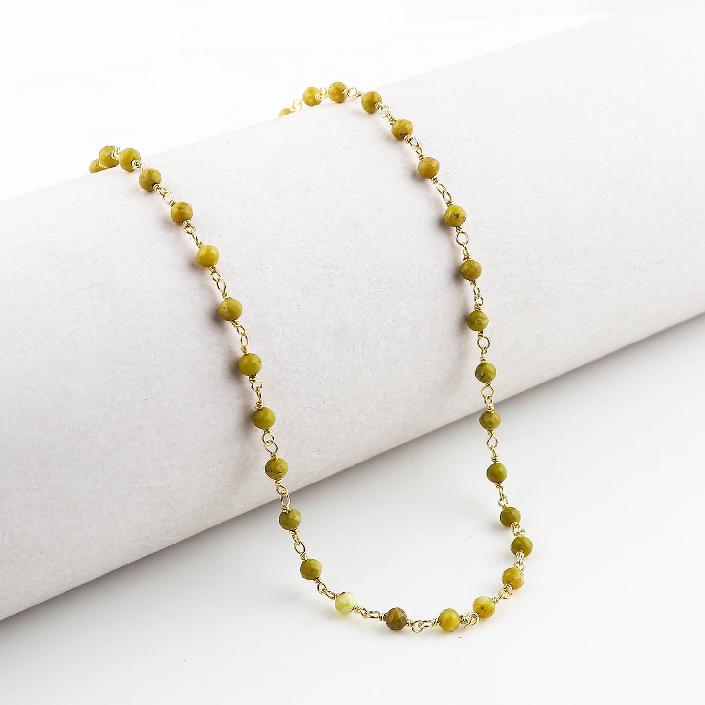 CRYSTALINES (3pcs) Natural Green Opal Gemstone Cluster Jewelry Combo Set, 14K Gold Plated, Crystals Beads Rosary Chain, Handmade Bohemian Jewelry - Bracelets, Necklace, Earrings for Women