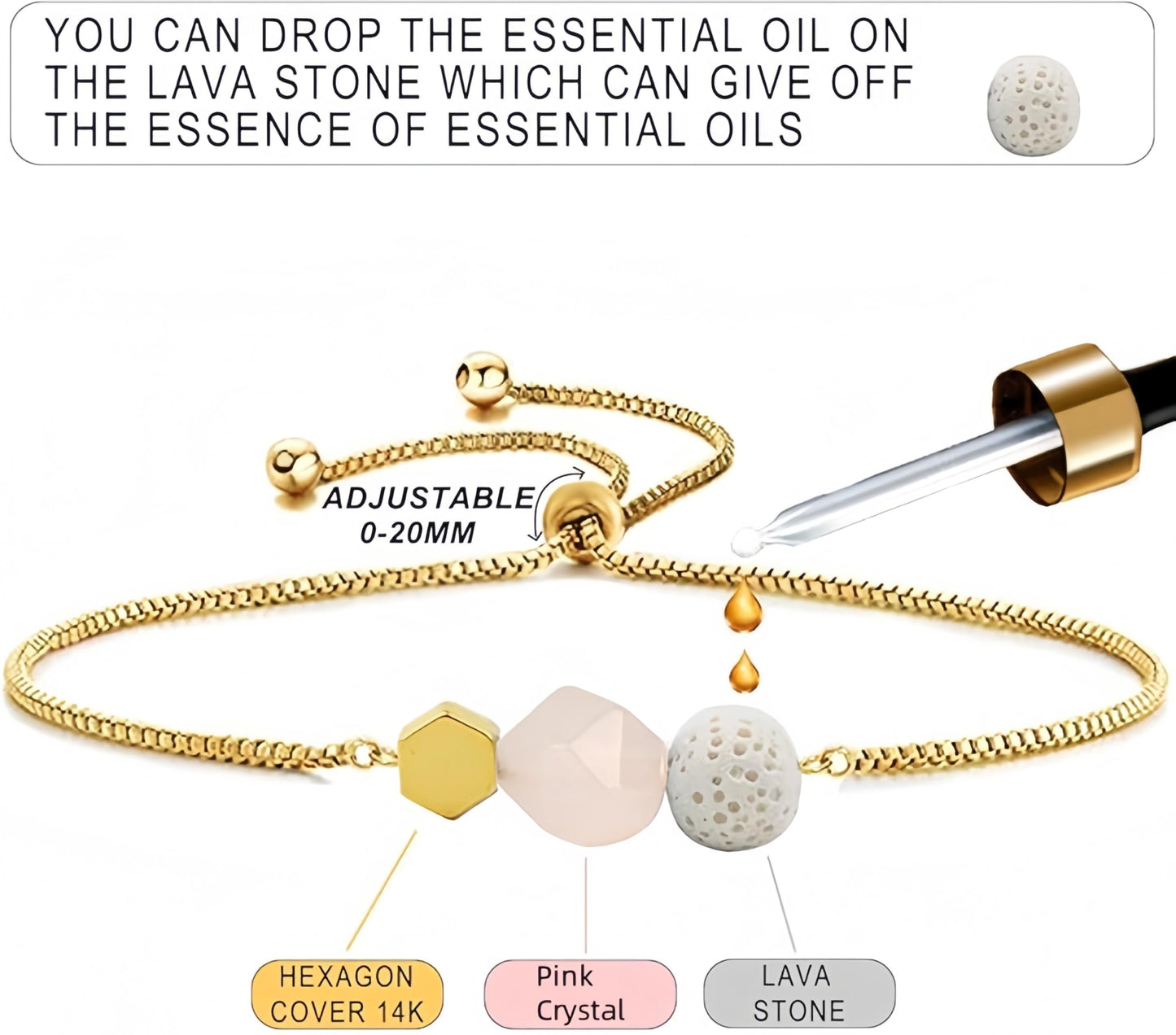 Jardme Essential Oil Diffuser Bracelets, 14K Gold Link Bracelets for Women, Birthday Gifts for Women Mom