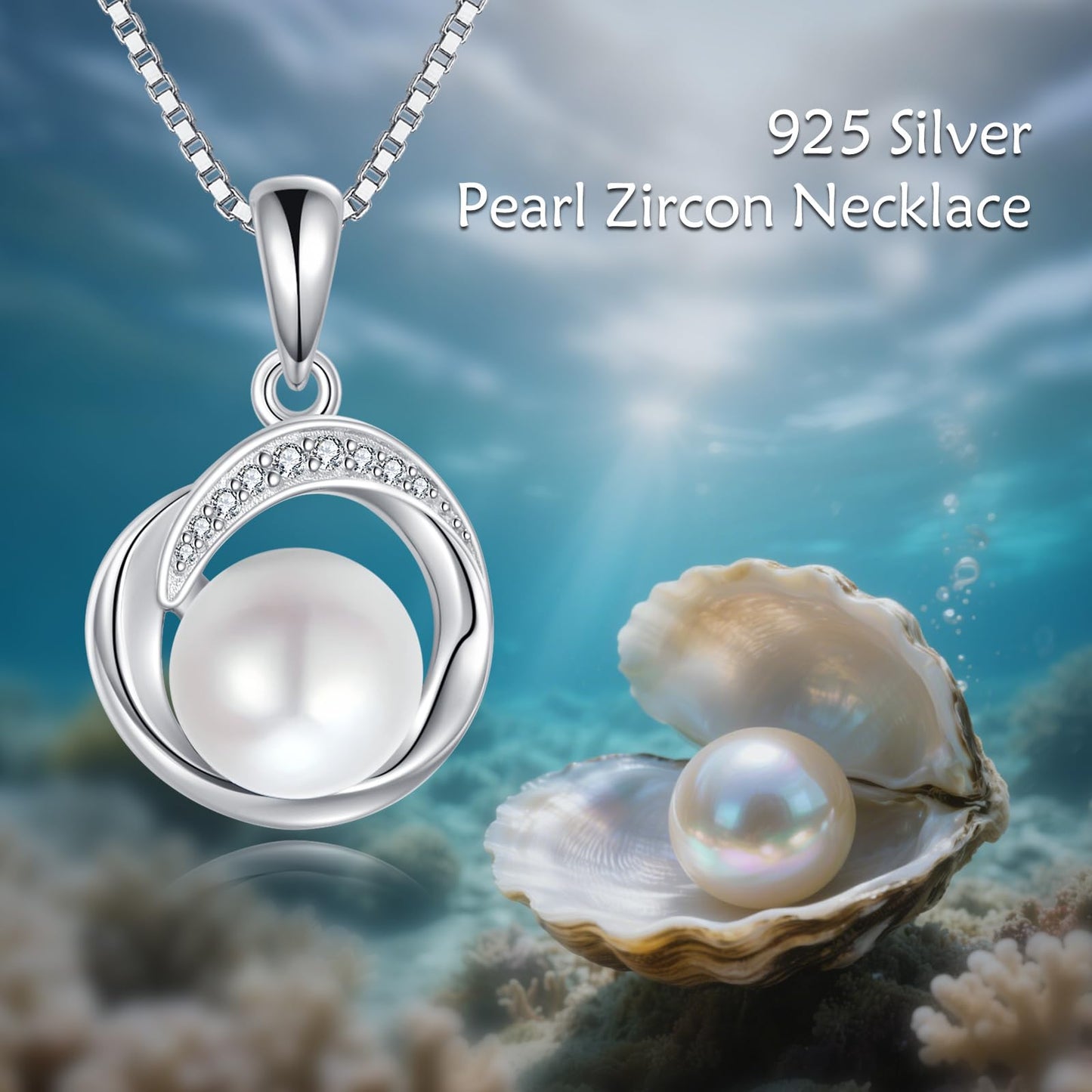 POPLYKE Single Pearl Necklaces for Women 925 Sterling Silver 8mm Pearl Jewelry Gifts for Her 18+2 IN
