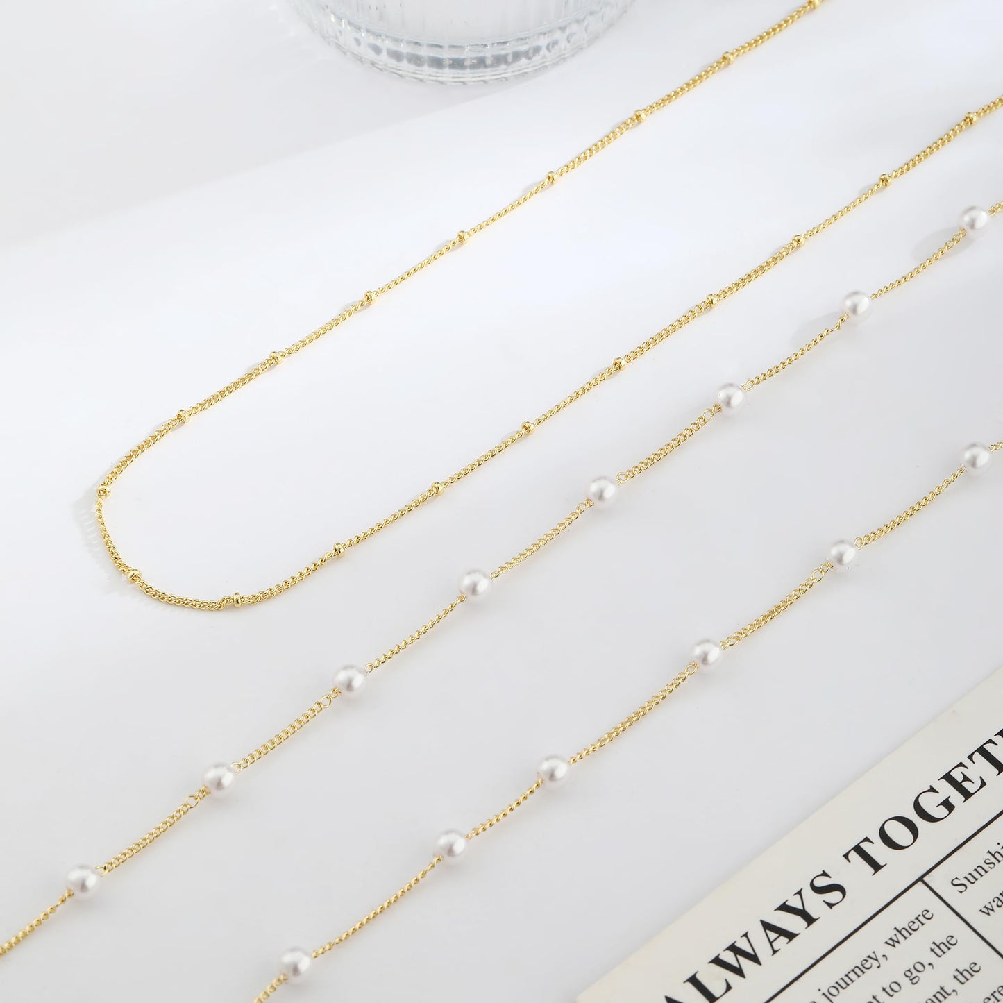 RELVEO 2PCS Gold Waist Chain Adjustable Layered Belly Chain Body Chain Jewelry for Women Sexy Bikini Beach Pearl Satellite Waist Chains