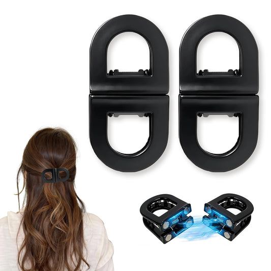 2Pcs Black Magnetic Hair Clips for Women, Claw Clips for Women Seamless 2-in-1 Design for Easy Everyday Hairstyles, Clip No Crease,Gentle on All Hair Types Strong Hold