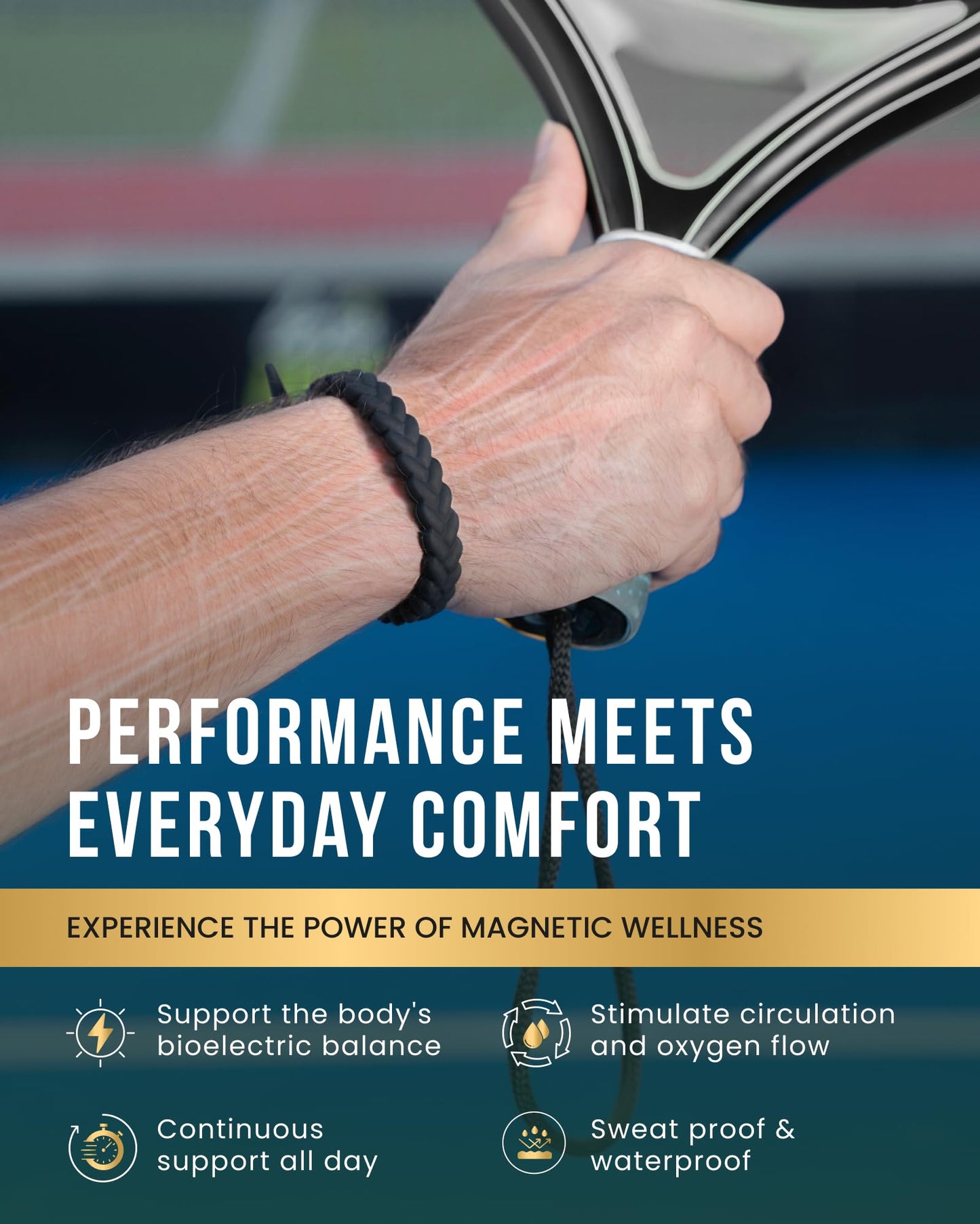 MagnetRX® Magnetic Sports Bracelet for Men – Ultra Strength Magnetic Balance Bracelet for Men & Women with Adjustable Clasp – Waterproof & Sweatproof Silicone Golf Bracelets for Everyday Wear