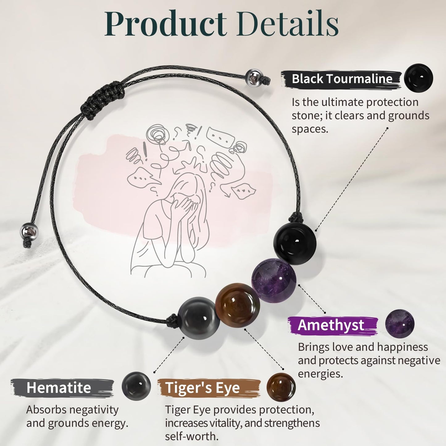 ZOKCC Crystal Healing Bracelets Gifts for Women: Mothers Day Gifts for Mom - Spiritual Natural Stone Empath Protection Bracelets Birthday Graduation Gifts for Friends Sister Mom Daughter