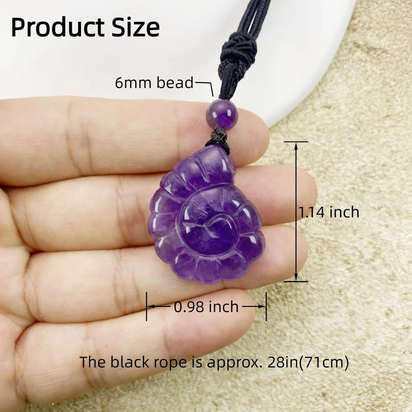 EDEN'S CALL Crystal Conch Shell Necklace for Women Healing Stone Ocean Pendant, Boho Beach Necklace with Polished Natural Gemstone Adjustable Cord Worry Stone Jewelry Gift, Amethyst