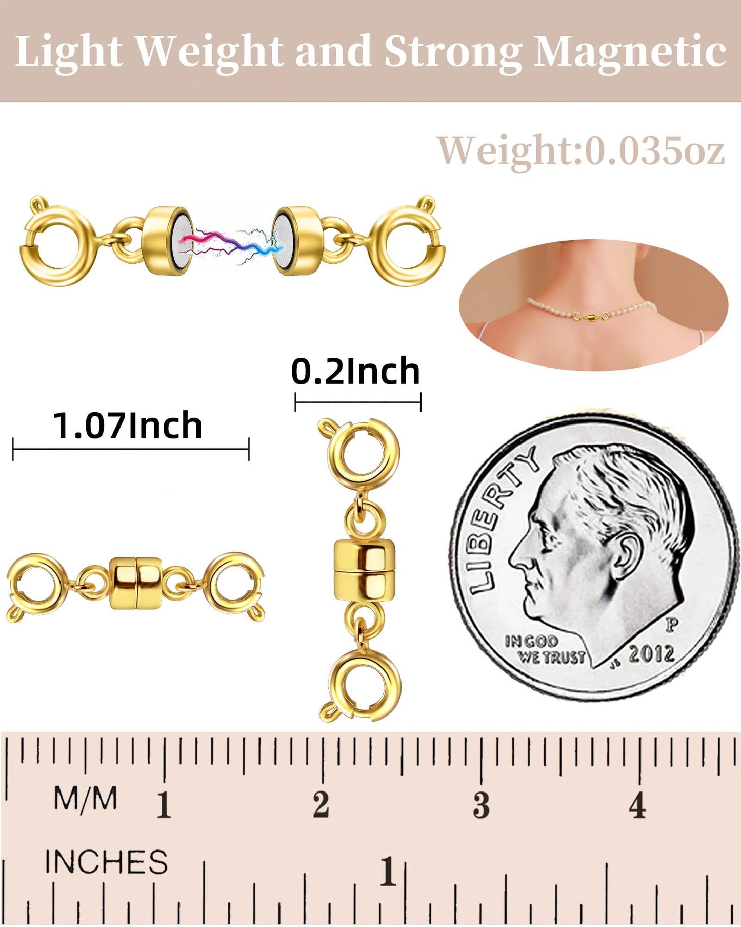 Dailyacc Magnetic Necklace Clasps and Closures, Double Open Bracelet Extender for Jewelry Converters Clasp (14k Gold, Silver)