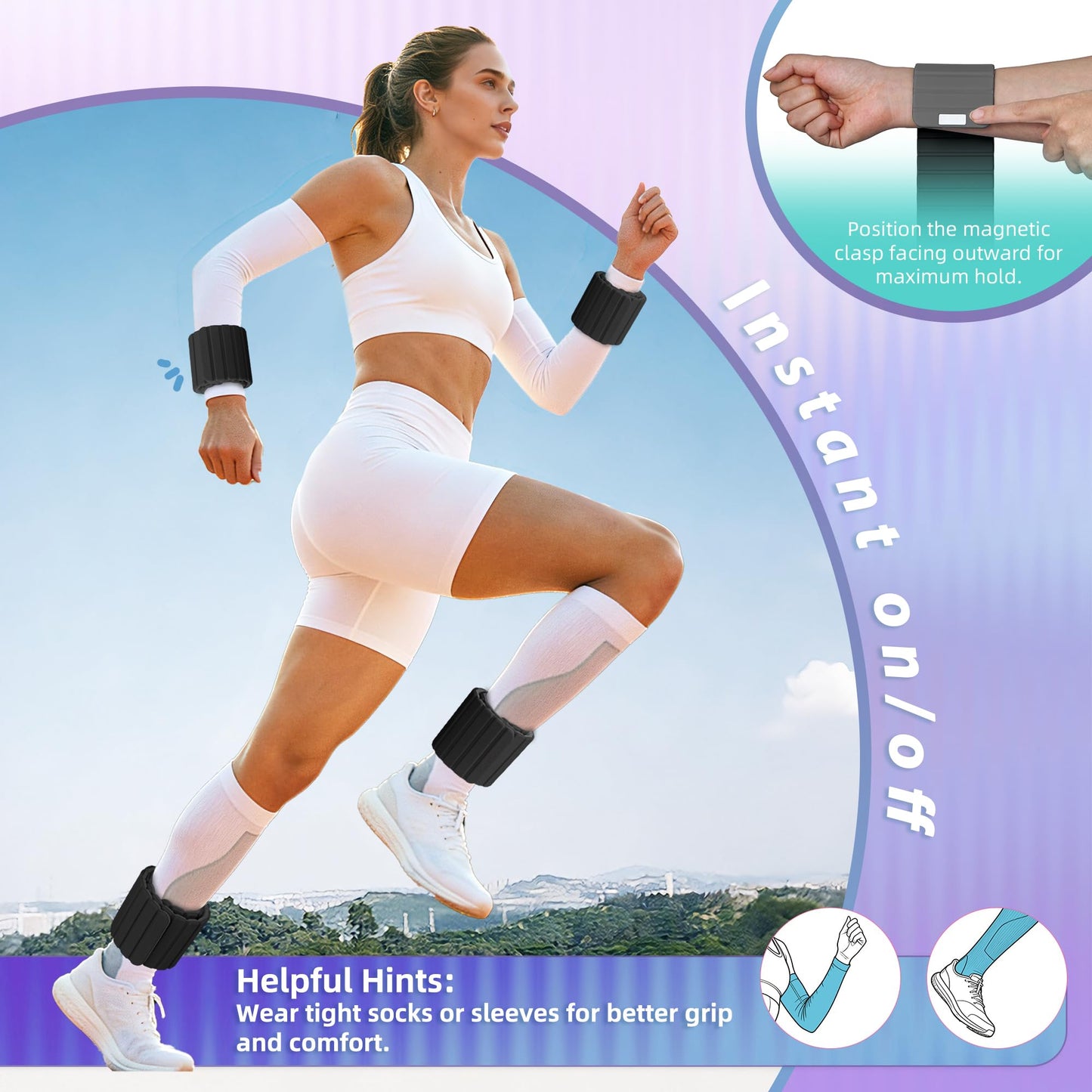 BECOJADDE Wrist Weights Ankle Weights for Women 1 Pair (2.2 lb Each) Silicone Magnetic Leg Arm Weighted Bracelet for Home Yoga Pilates Gym Workout Walking Jogging, Black Gray