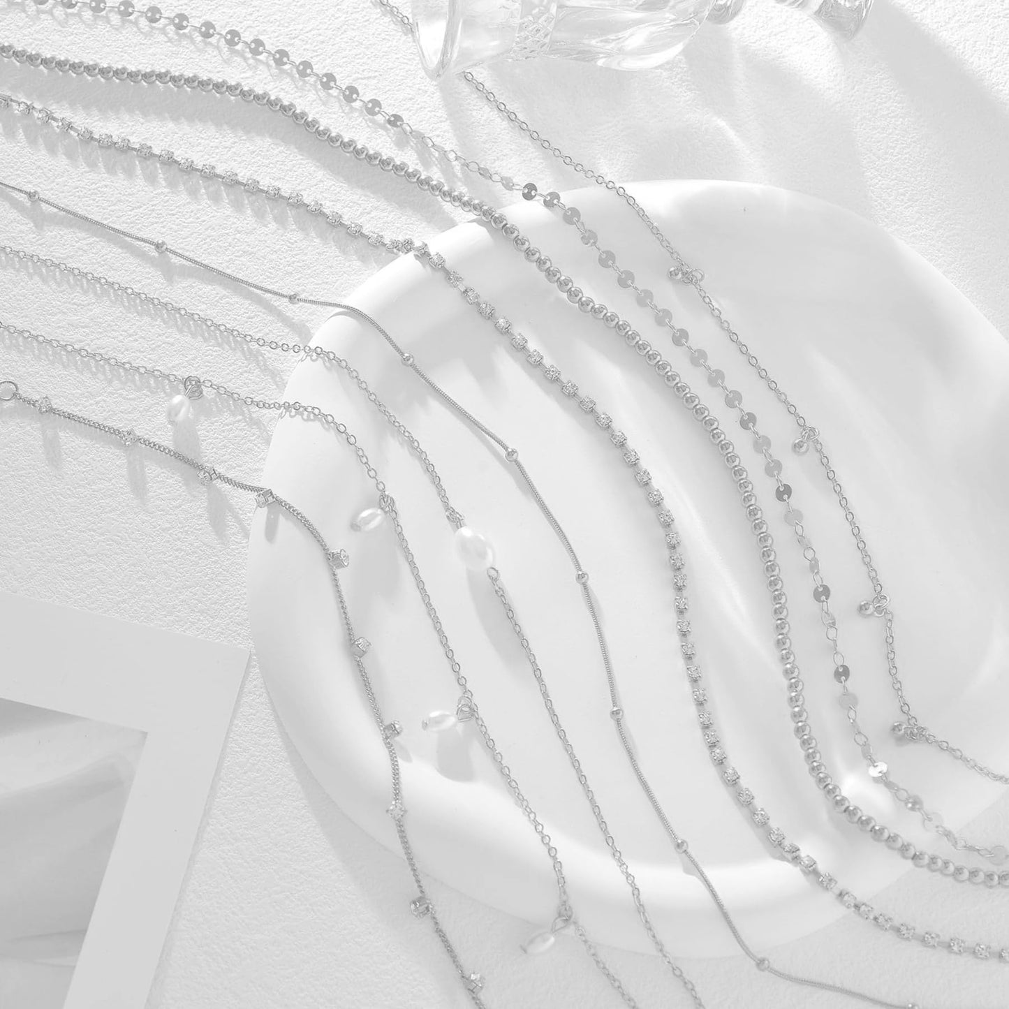 Tornito 8Pcs Waist Belly Chain CZ Heart Pearl Snake Bead Sequin Paperclip Belly Chain Summer Beach Sexy Body Chains Jewelry Accessories for Women Adjustable