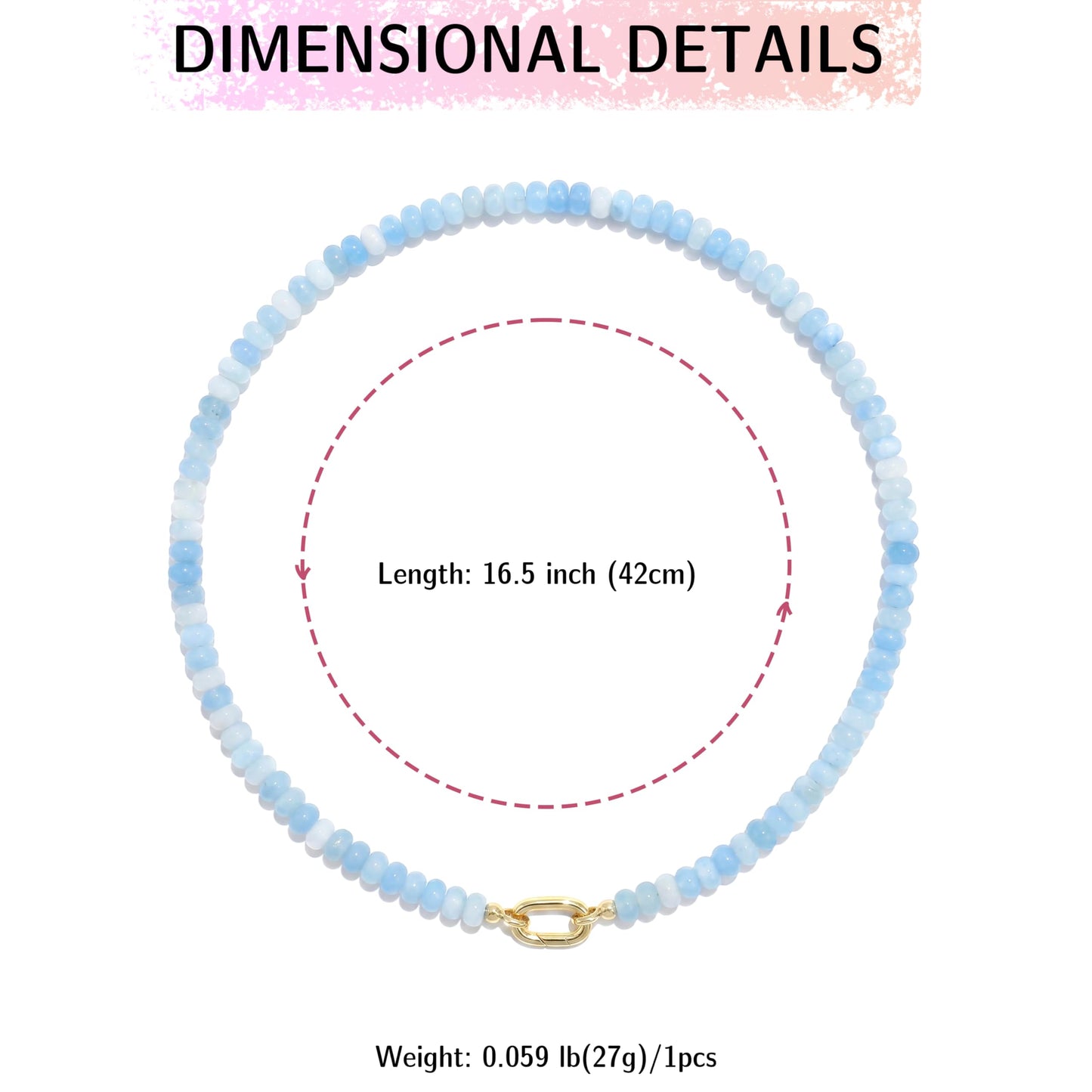 CONRAN KREMIX Azure Stone Beaded Necklace for Women,Natural Gemstone Bead Choker Necklaces Boho Summer Beach Layering Necklace Jewelry Gift for Women