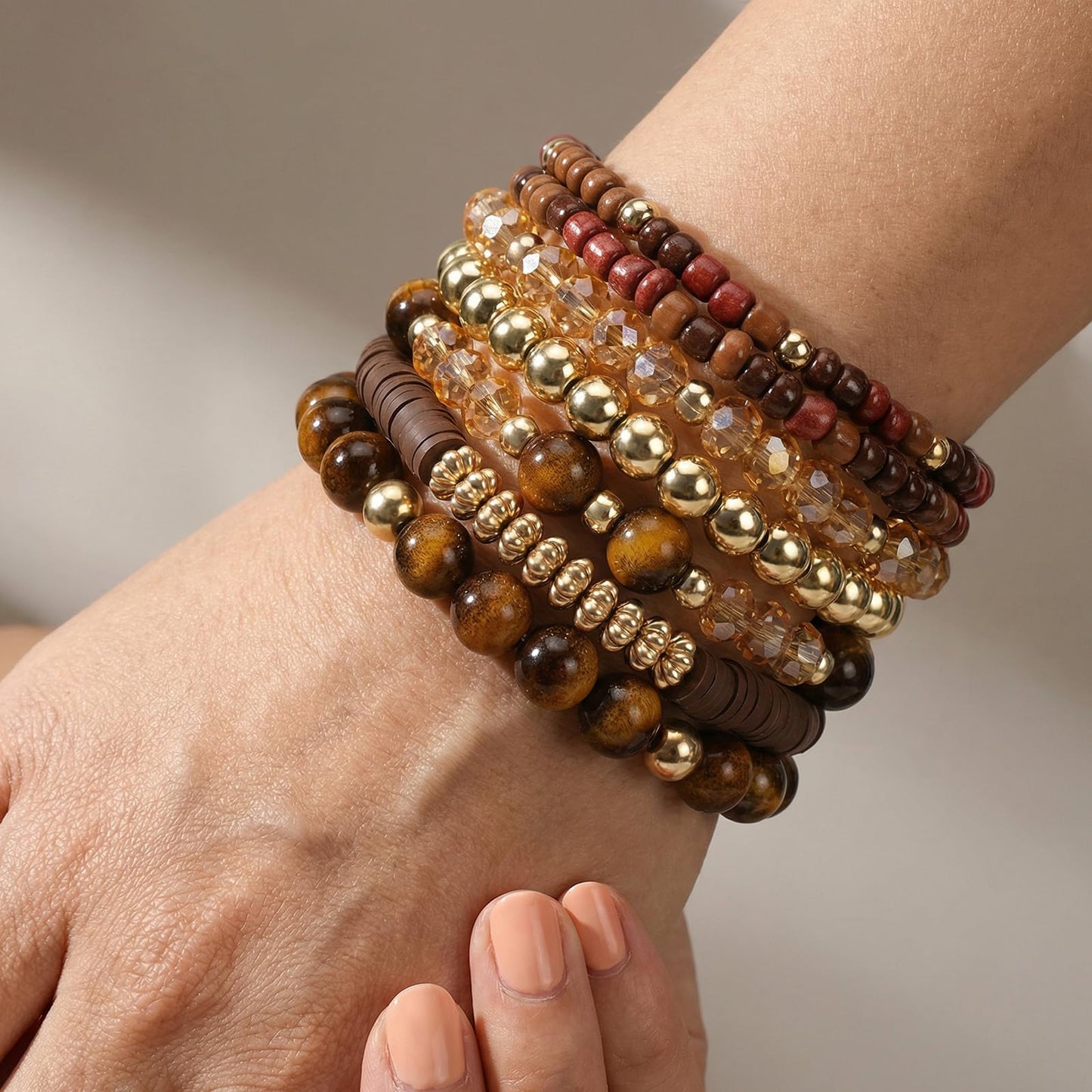Briutn Bohemian Beaded Bracelet for Women Men Glass Beads Stackable Bracelet Boho Jewelry Accessories