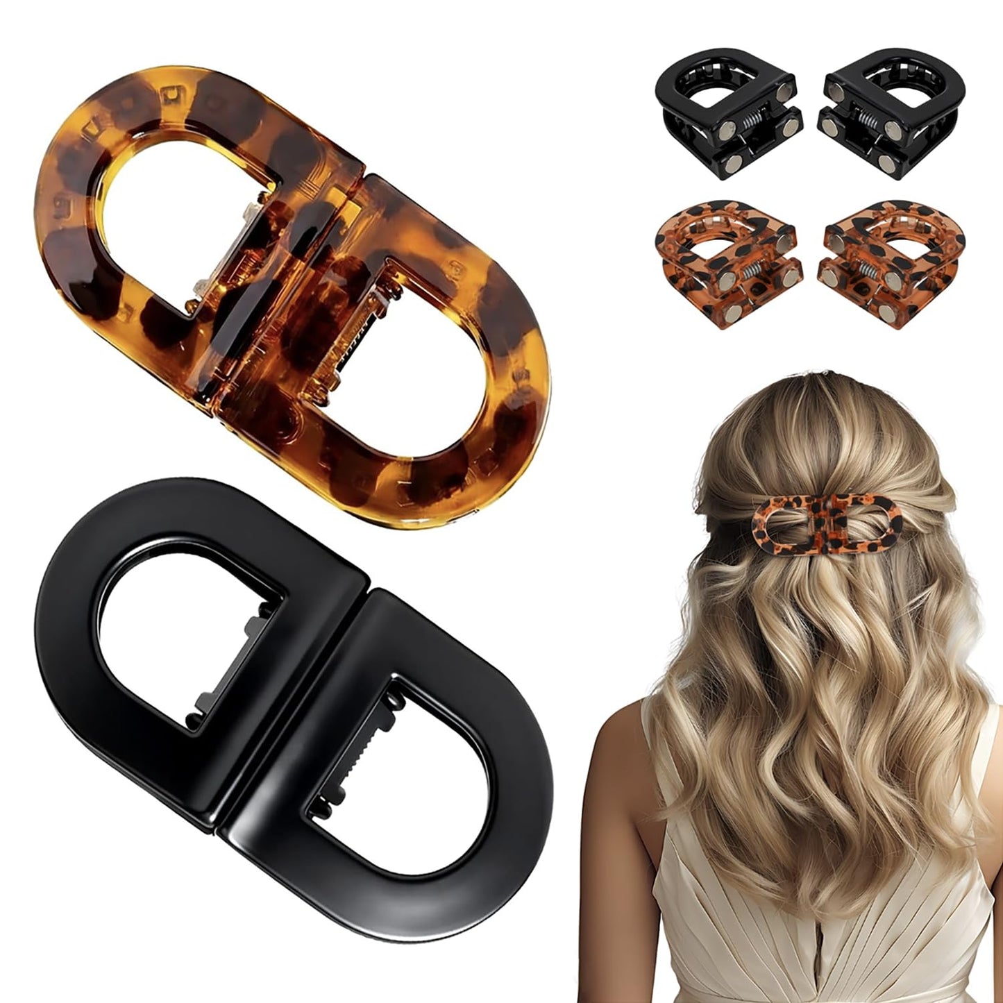 2Pcs Magnetic Hair Clips for Women, No-Crease Design Works for All hairstyles, Strong Hold No-Slip Magnetic Hair Clips, Seamless 2-in-1 Design for Easy Daily Hairstyles