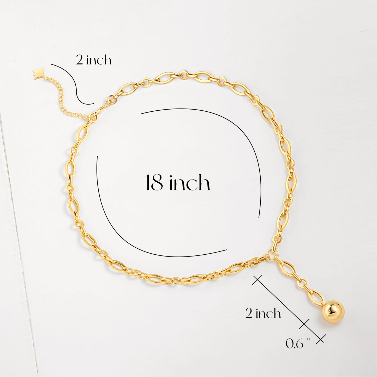 PEARLADA Chunky Gold Plated Y Necklace for Women, Ball Drop lariat Necklace, Statement Necklace for Women Trendy