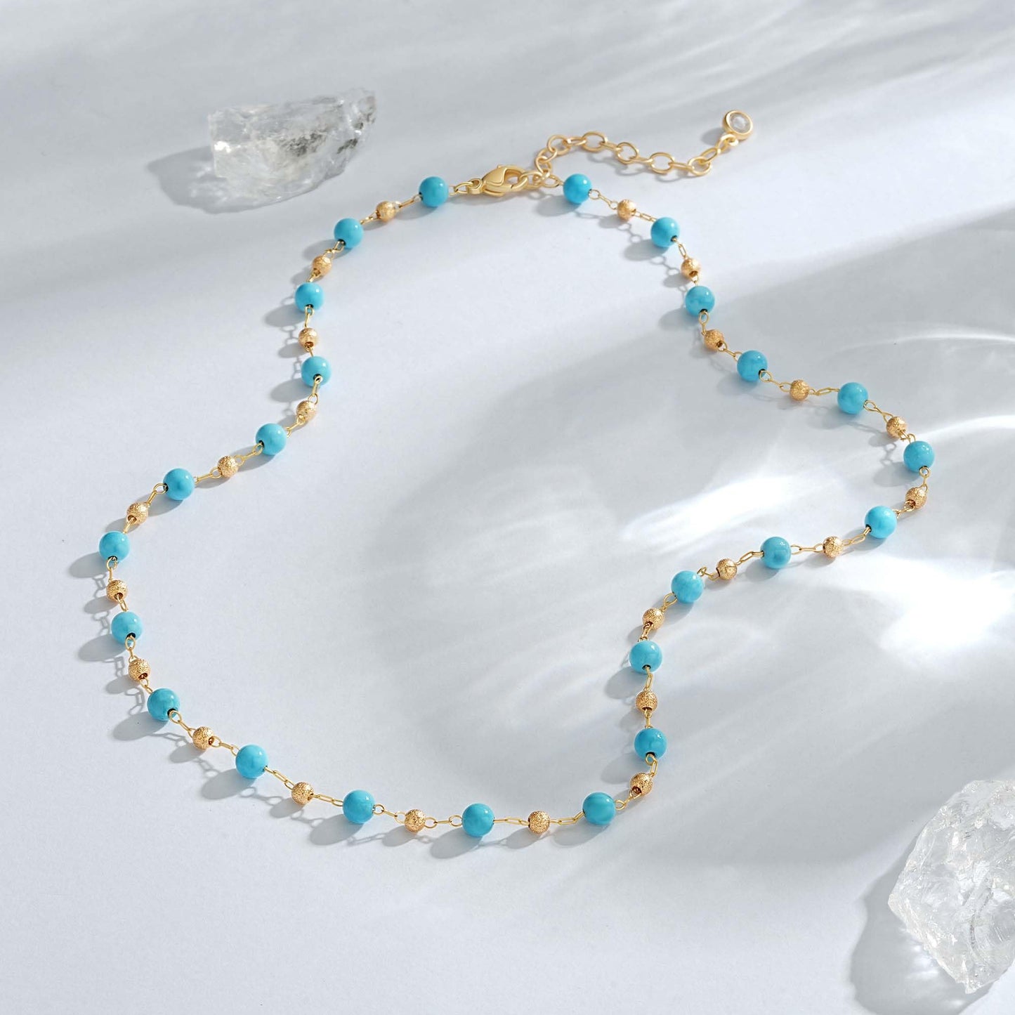 LOLAR RAY Turquoise Jewelry for Women - 14K Gold Plated Turquoise Necklace for Women Colorful Beaded Necklaces Summer Beach Boho Choker Bead Gift