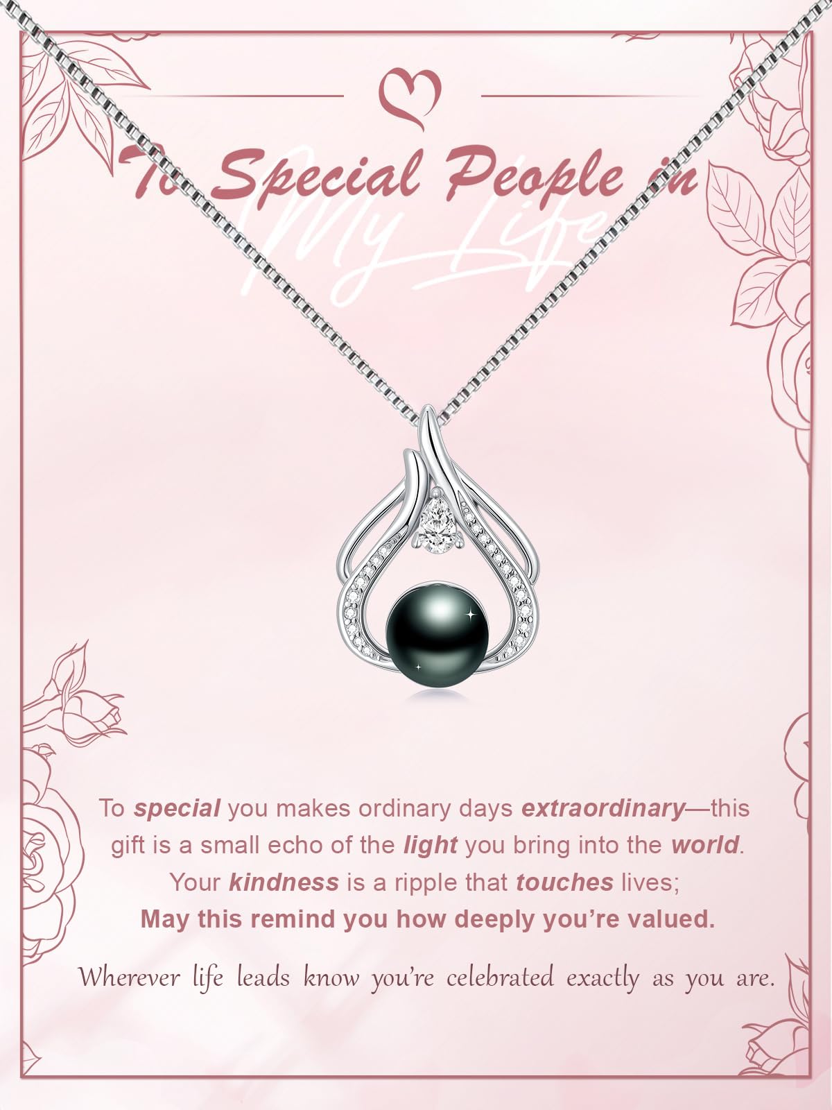 KANNSOAR 9MM Tahitian Black Pearl Necklace for Wife Women Mom Girlfriend Her 18K Gold-Plating Pearl Jewelry Wedding Birthday Anniversary Valentines Day Christmas Mothers Day Gifts