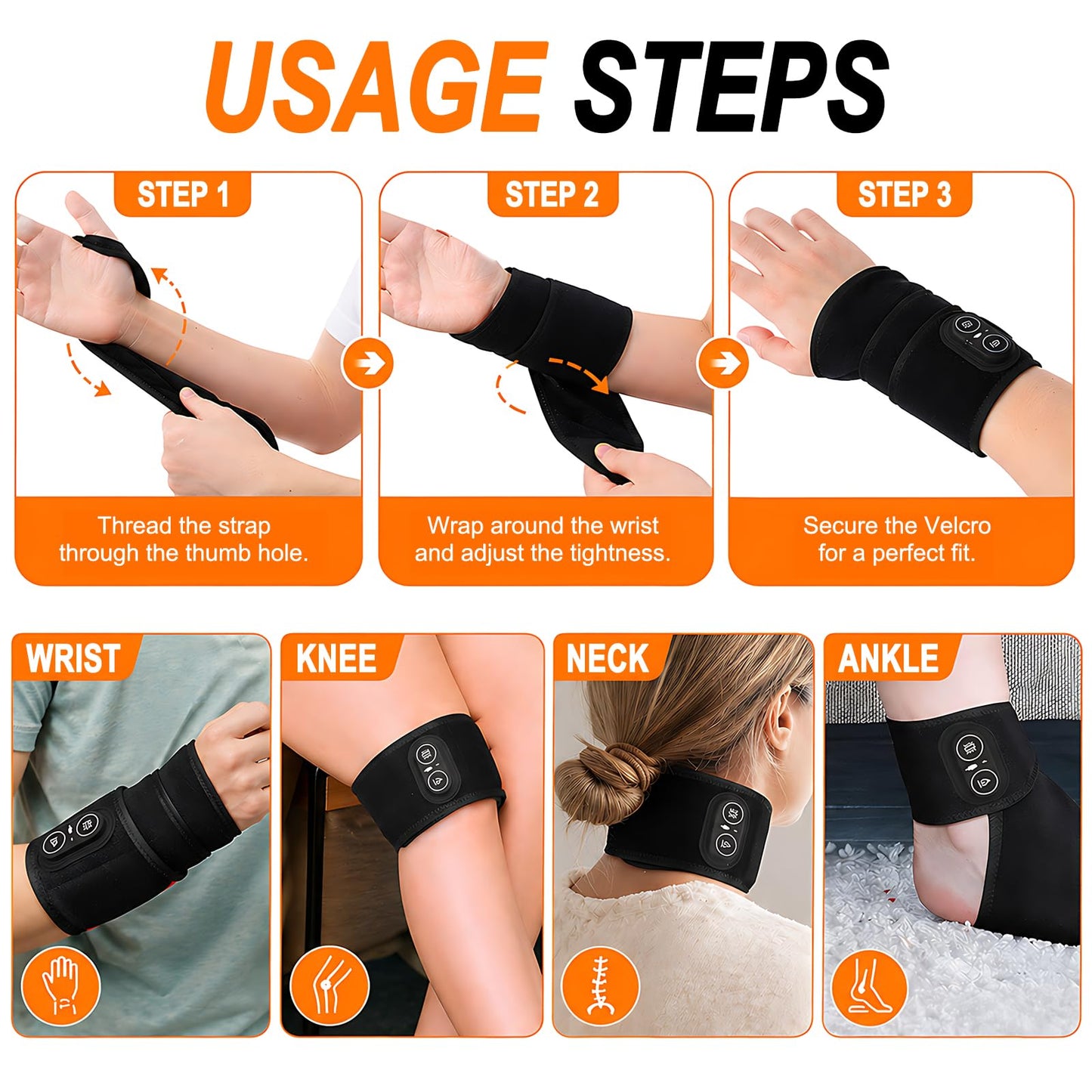 Red Light Therapy for Wrist and Hand,Cordless Heated Wrist Brace with Vibration,with Temperature Control,Red Light Therapy Heated Wrist Massager Wrap y 36 LED for Wrist, Arm,660nm & 850nm