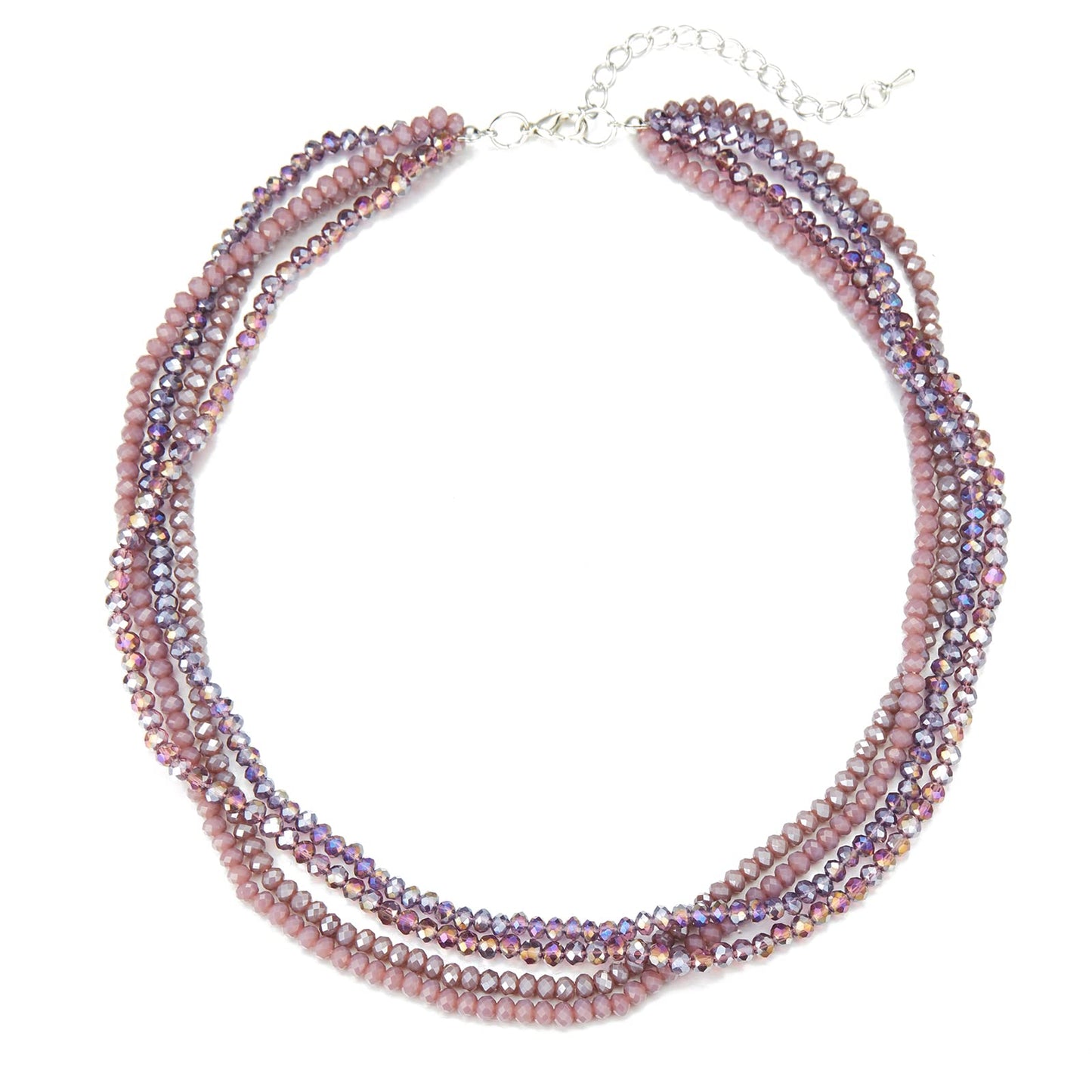 Noessla Multi-layer Crystals Beaded Choker Necklace for Women Colorful Boho Statement Necklace Trendy Costume Party Jewelry Mothers day Gifts for Mom(29-Purple)