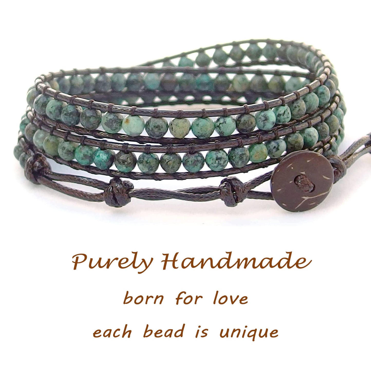 Ayriwoyi Africa Turquoise Bracelet Beaded Wrap Bracelet For Women Boho Leather Bracelet Adjustable Bohemian Wrap Bracelets