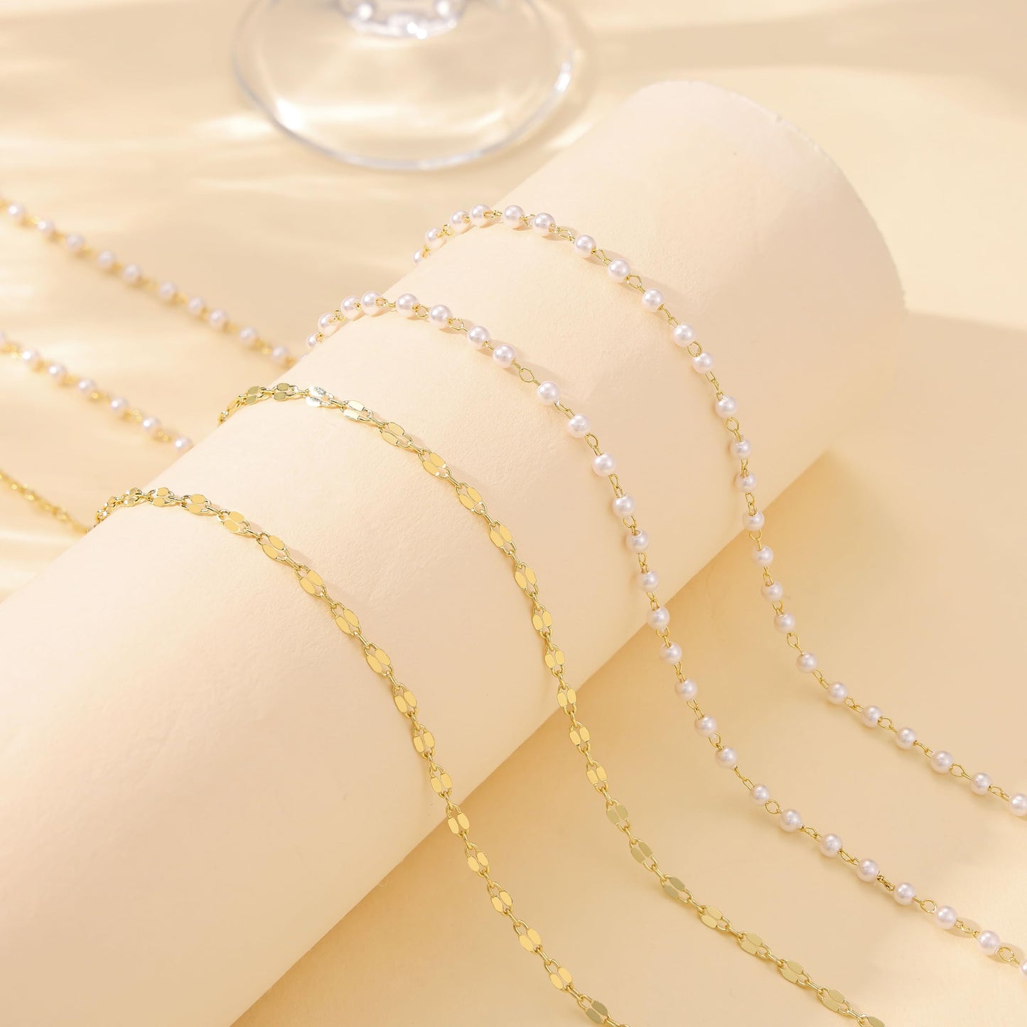 Risamil Waist Beads for Women, 14k Gold Plated Pearl Waist Chain Cute Body Chain Gold Chain Belt for Womens Belly Chain Fashion Beach Accessories for Womens Pearl Gold Jewelry for Women Gifts