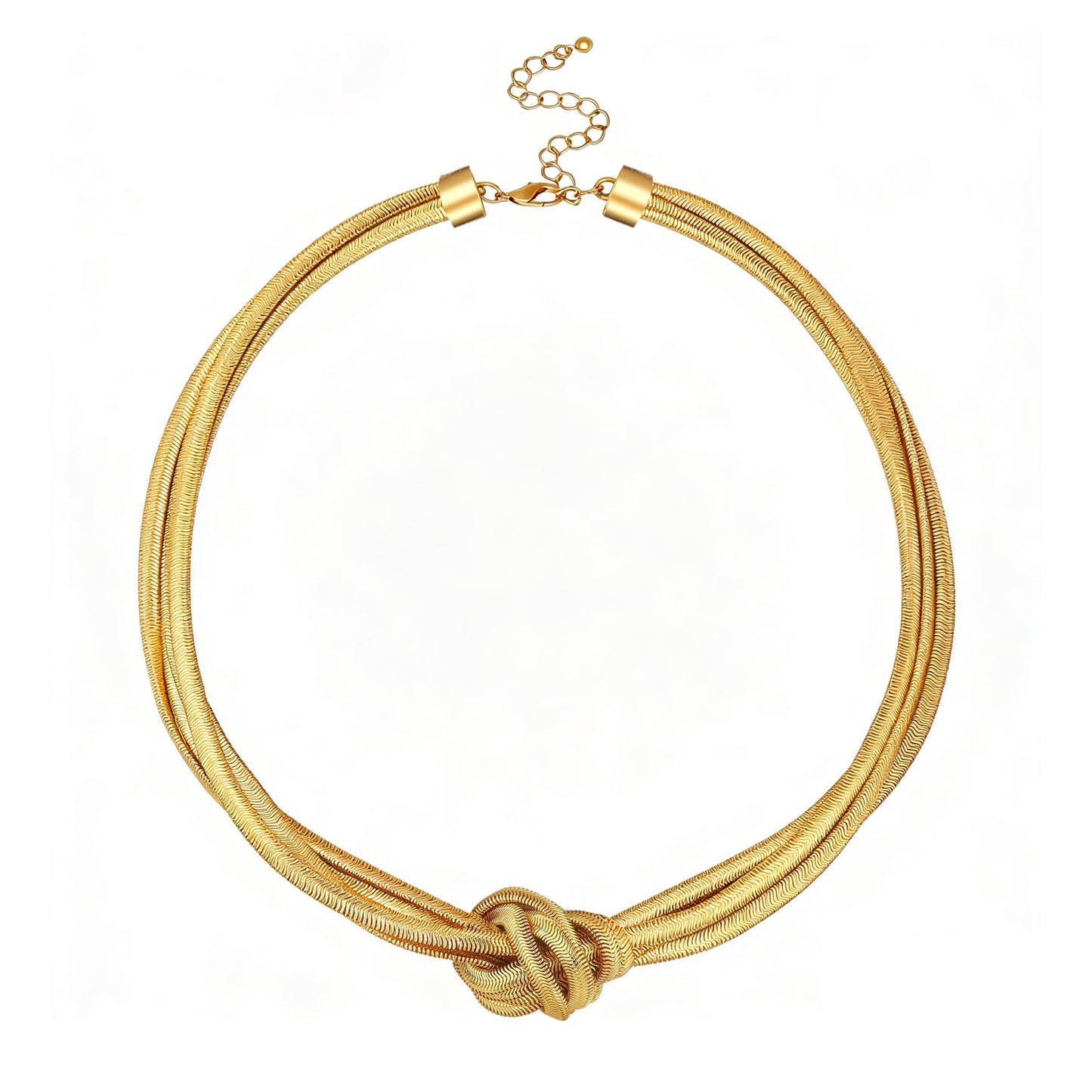 BONJOULRY Chunky 3 Layered Snake Chain Choker Necklace 14K Gold Plated Knot Chain Necklace Chunky Hip Hop Choker Necklaces for Women