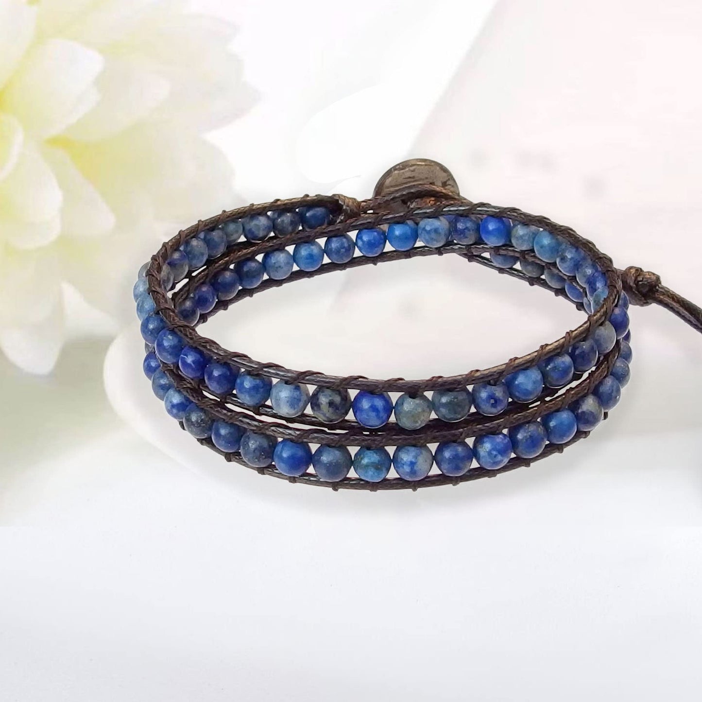 Ayriwoyi Wrap Bracelets for women Blue Lapis Lazuli Bracelet Natural Stone Beaded Wrap Bracelet Bohemian Bracelet Handmade Jewelry Gifts