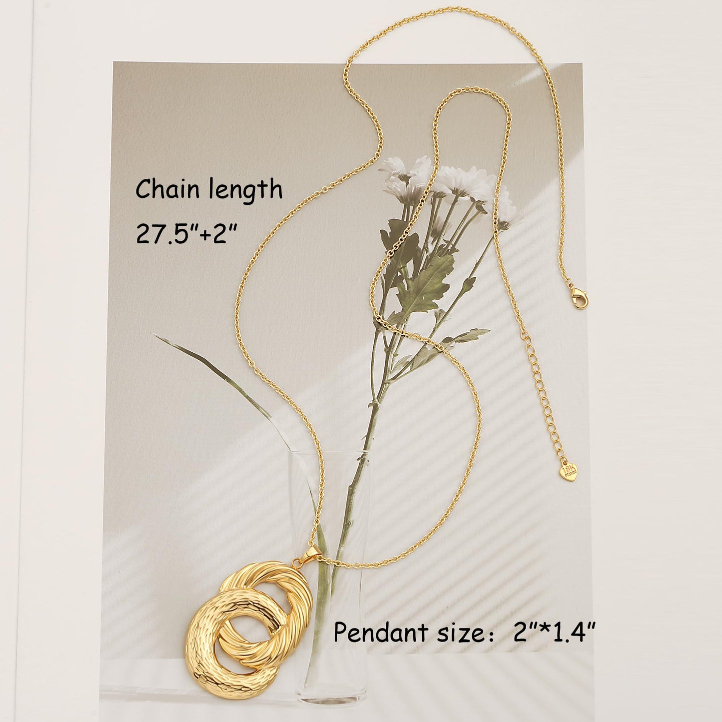 CANEVINKA 18K Gold Plated Trendy Long Sweater Chain Necklace for Women Large Pendant Sweater Y-Shaped Necklace Knot Circle Pendant