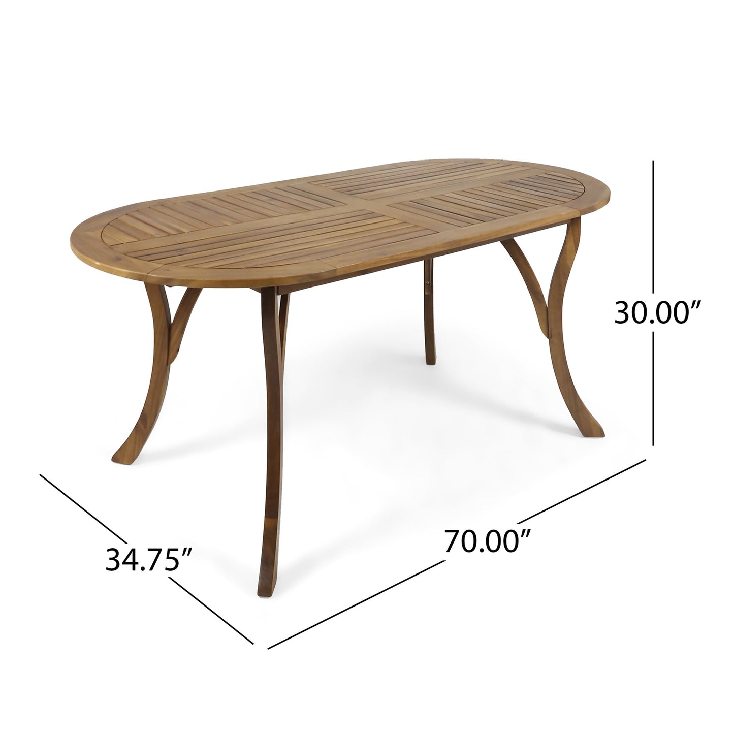 Christopher Knight Home Outdoor 6 Seater Acacia Wood Oval Dining Set with Cushions, Teak and Cream