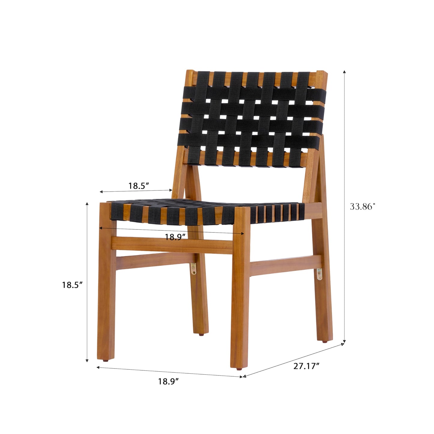 Christopher Knight Home Balew Acacia Wood Patio Dining Set for 4, Solid Wood Outdoor Dining Table Set for 4, 5 Piece Outdoor Dining Set with Rectangular Table and Woven Rope Accents, Teak+Black