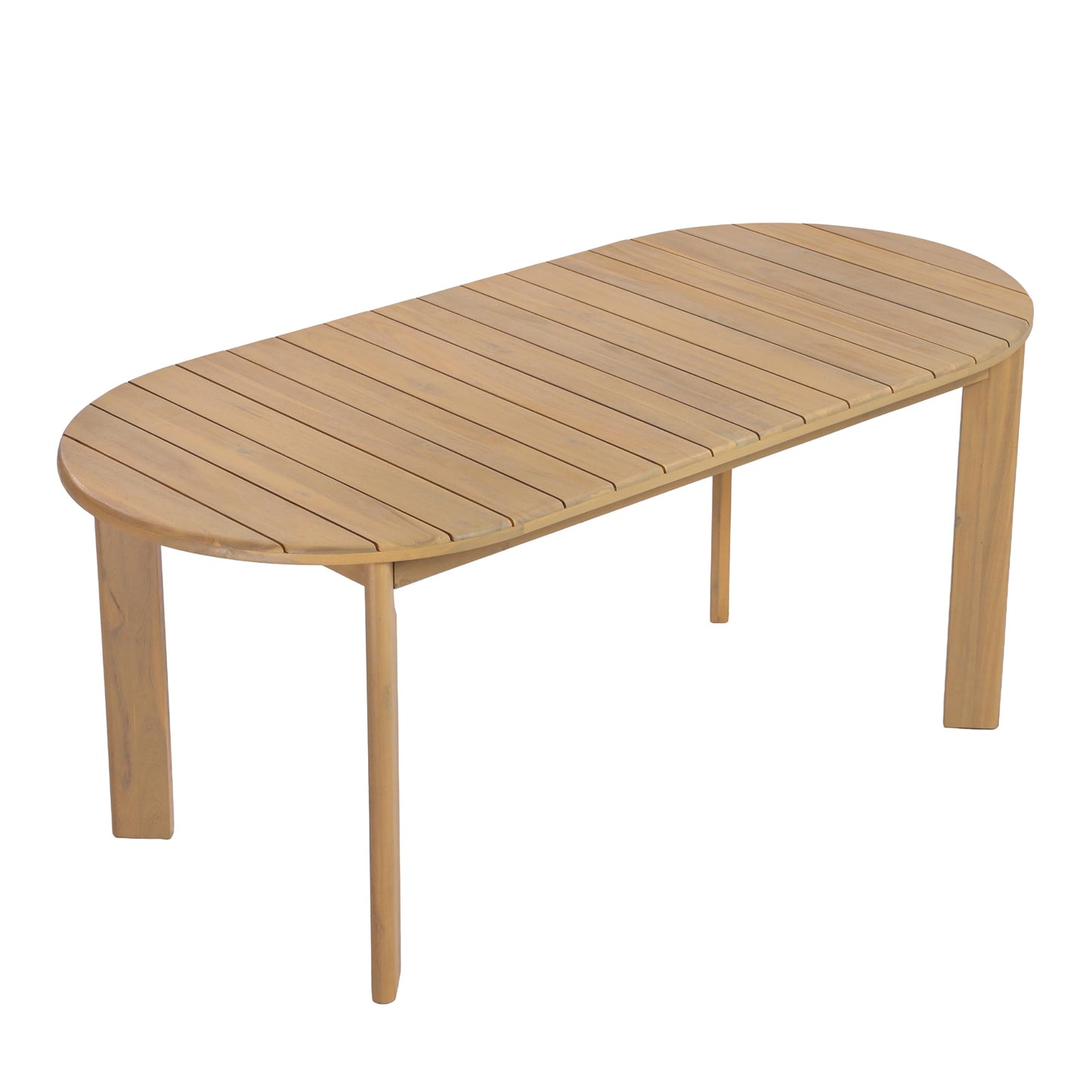 Merax Patio Outdoor Acacia Wood Oval Outdoor Dining Table with Sturdy Legs for Backyard, Lawn, Balcony, Light Teak