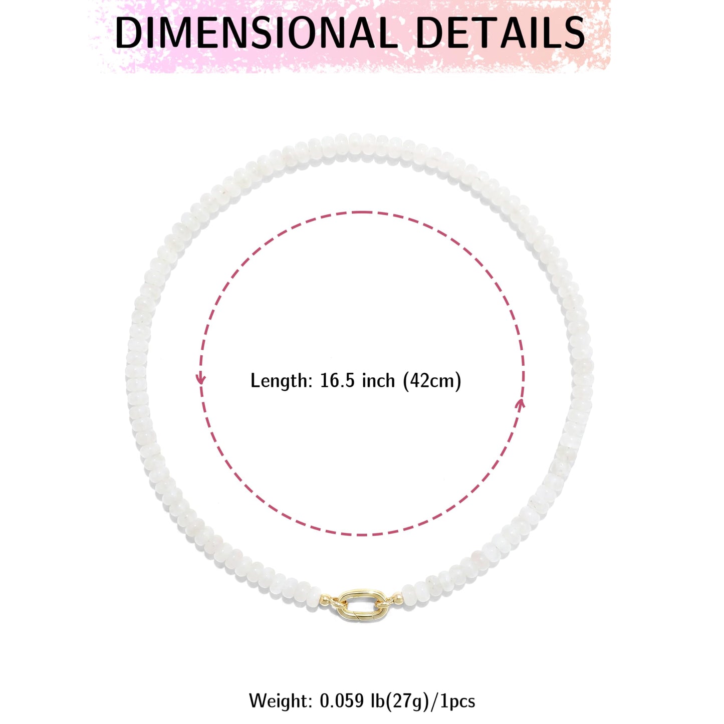 CONRAN KREMIX Clear White Stone Beaded Necklace for Women,Natural Stone Bead Choker Necklaces Boho Summer Beach Necklace Gemstone Jewelry Gift for Women