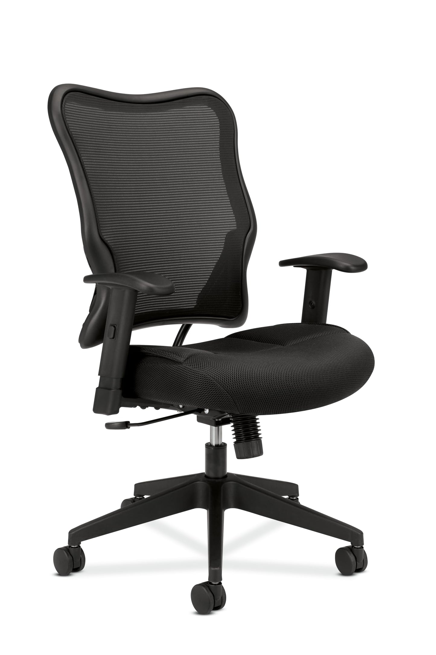 HON Wave High Back Ergonomic Mesh Office Chair with Adjustable Arms, Synchro‑Tilt Recline and Swivel Wheels, Desk and Computer Chair for Home Office or Workstation, Black